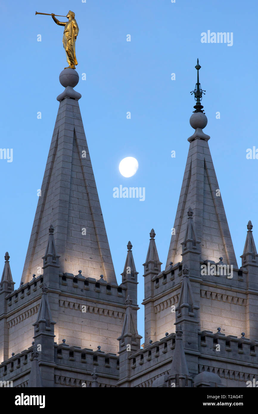 SALT LAKE CITY - der Salt-Lake-Tempel im Morgenlicht. Stockfoto