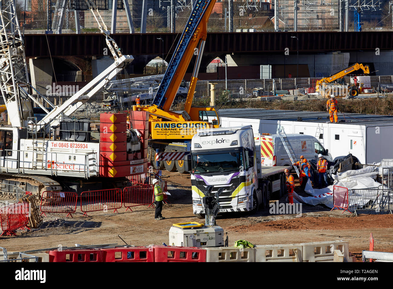 Grundlage der St John's 1 Mrd. £ Entwicklung 6 Hektar Grundstück Central Manchester der Fabrik Manchester erstklassigen neuen kulturellen Raum arbeiten beginnt Stockfoto