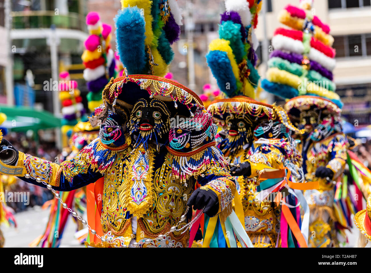 Negritos von Huánuco, traditionellen Peruanischen Anden Tanz, huánuco Region, Peru Südamerika. Stockfoto