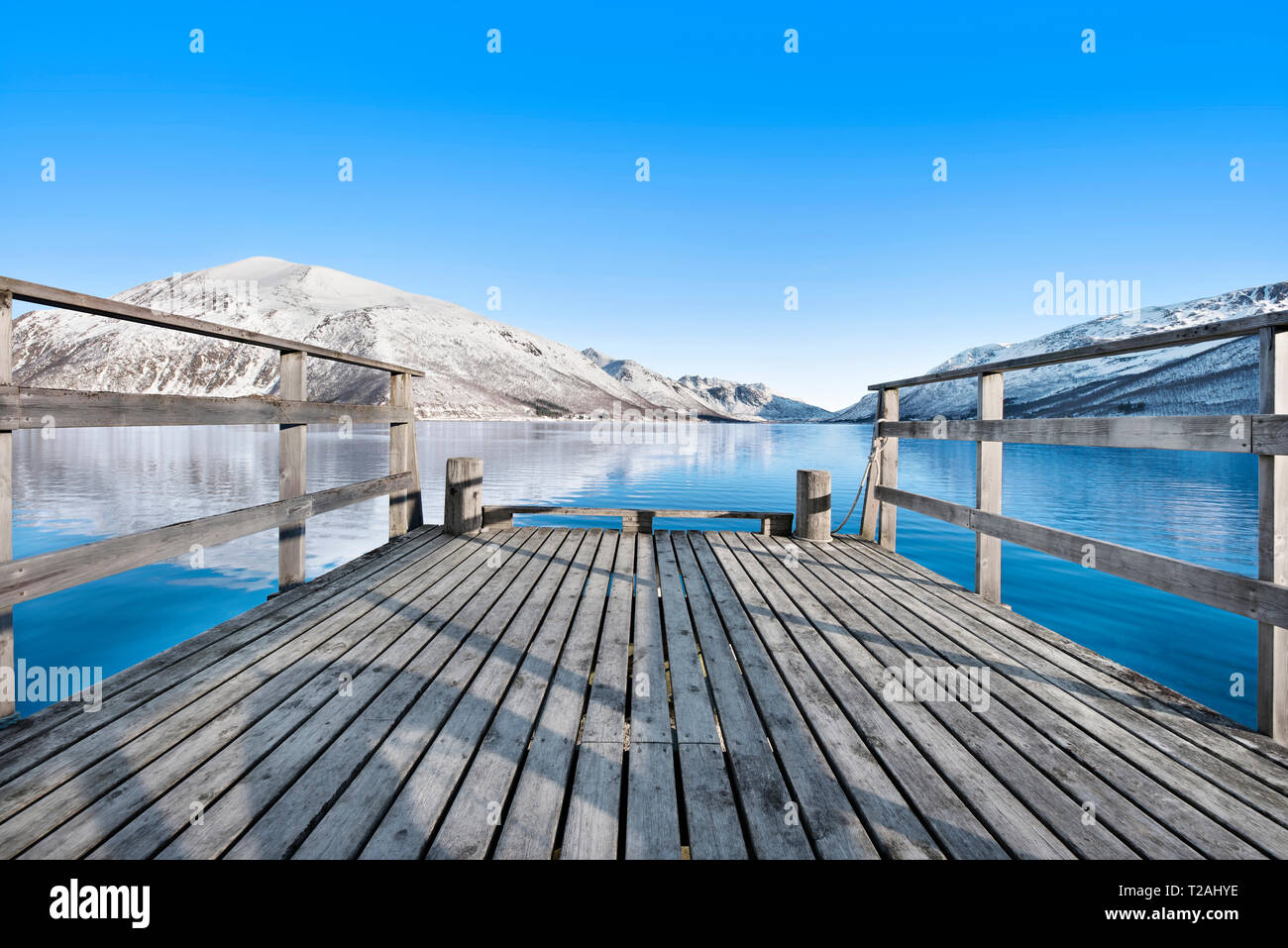 Pier auf See in Tromsø, Norwegen Stockfoto