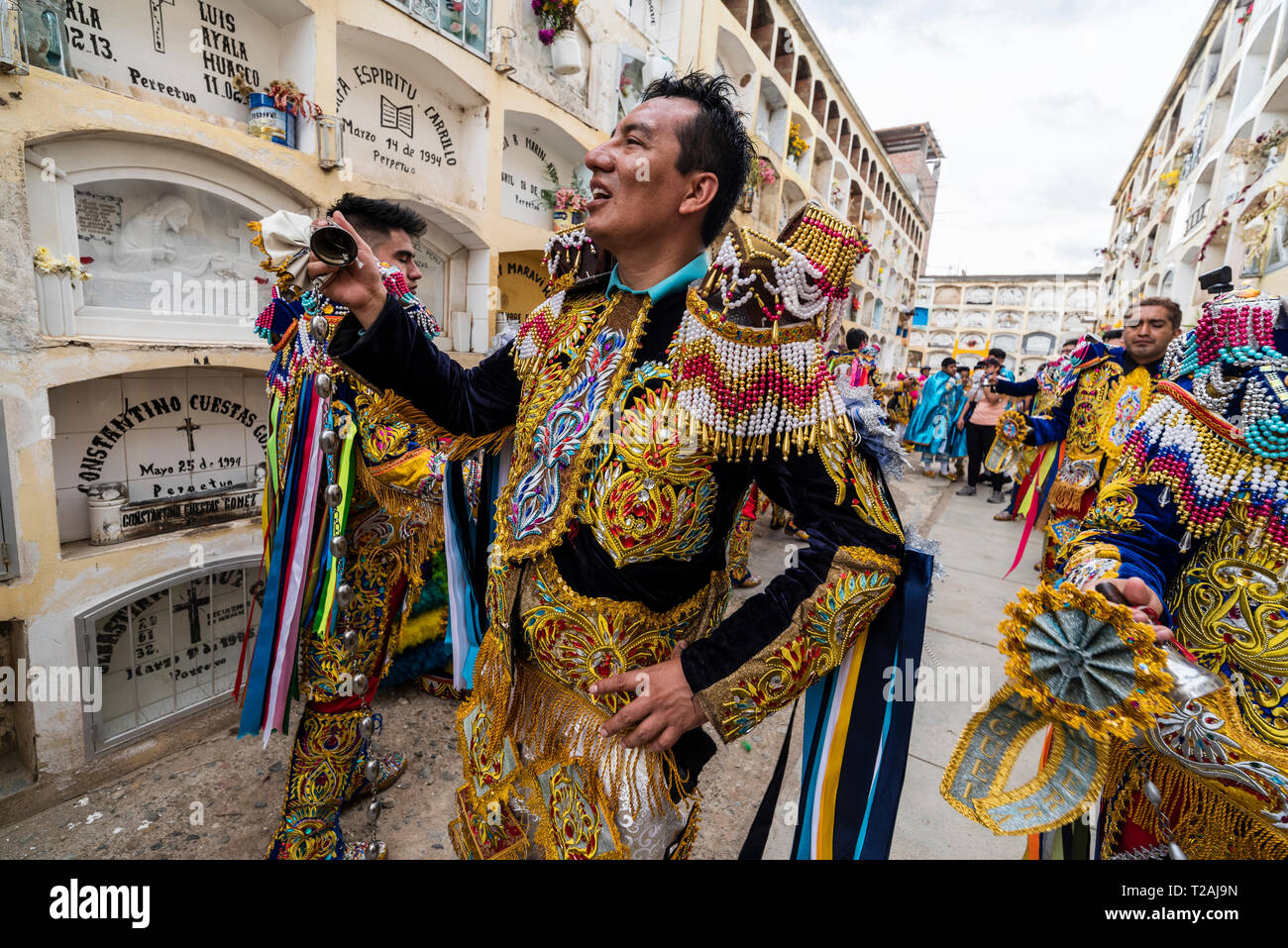 Negritos von Huánuco, traditionellen Peruanischen Anden Tanz, huánuco Region, Peru Südamerika. Stockfoto