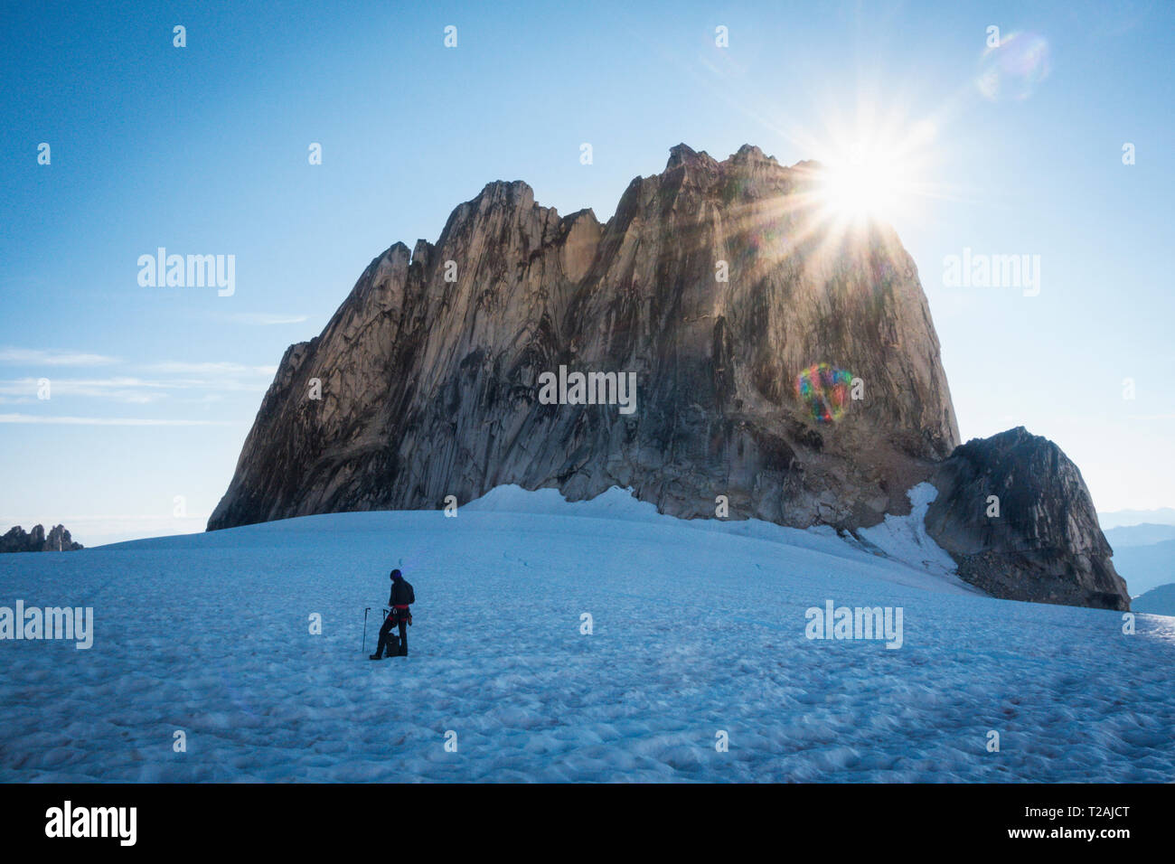 Sonnenschein oben Felsformation in Bugaboo Provincial Park, British Columbia, Kanada Stockfoto