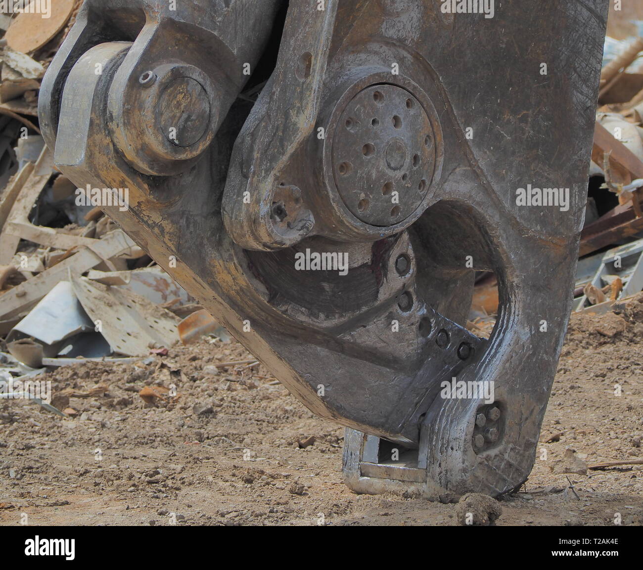 Nahaufnahme eines modernen Metallschrott recycling Scherbolzen Stockfoto