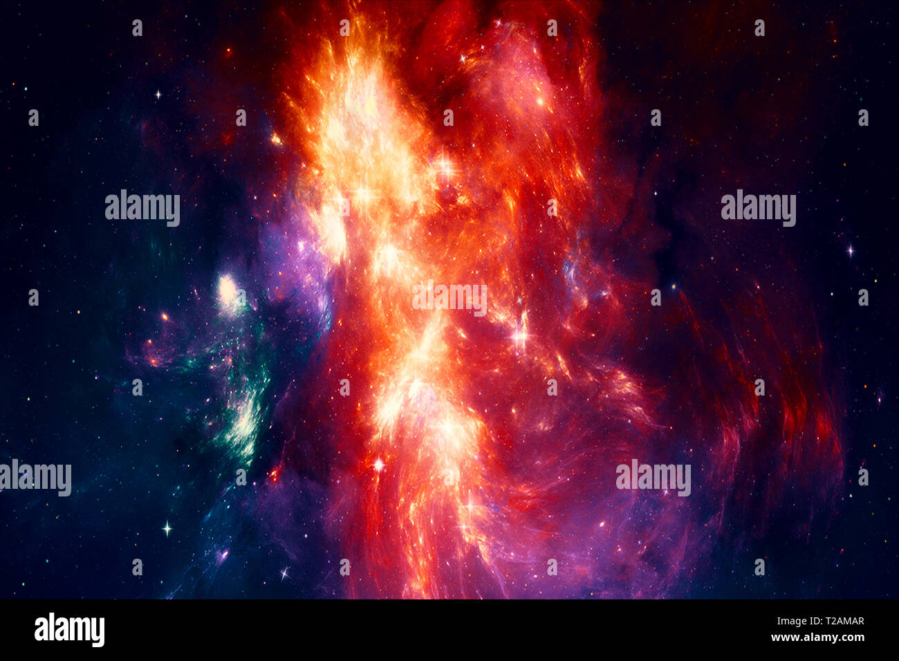 Künstlerische abstrakten wissenschaftlichen Hintergrund - Galaxien und Nebel in einem Raum Hintergrund Artwork Stockfoto