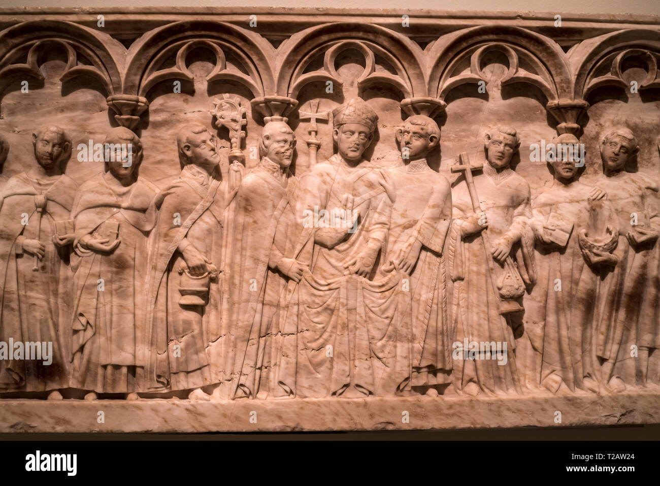 Gotische mittelalterliche Kunst in das nationale Kunstmuseum von Katalonien, Barcelona, Spanien. Anonyme Katalanisch, grabkunst Zeremonie (zweite Hälfte des 15. Jahrhundert) Stockfoto