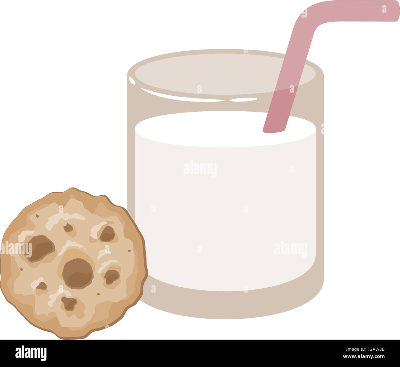 Glas Milch mit Cookies. Vector Illustration. Eps 10. Stock Vektor