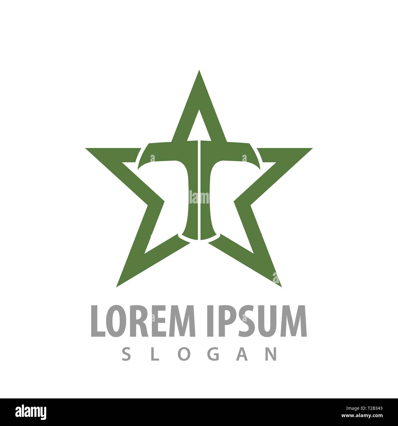 Green Star mit T schreiben Konzept Design. Symbol grafische Vorlage element Stock Vektor