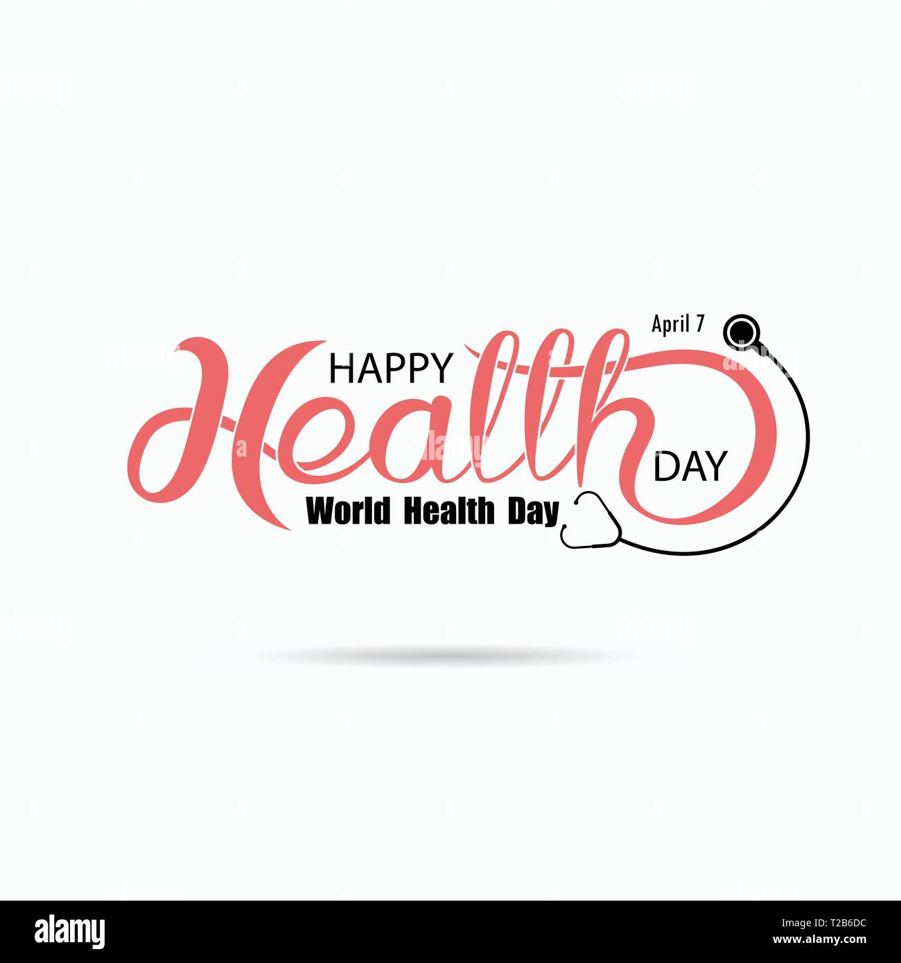 Welt Gesundheit Tag typografische Gestaltungselemente. World Health Day Schriftzug Symbol. World Health Day Schriftzug Symbol. Design für Grußkarten, Poster, Flyer Stock Vektor