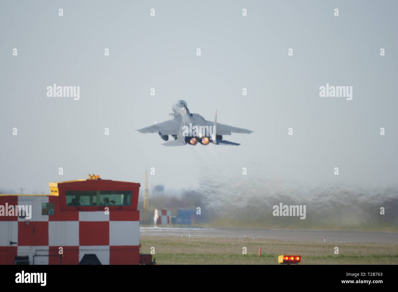 F-15E Strike Eagle ab, jagt Stockfoto