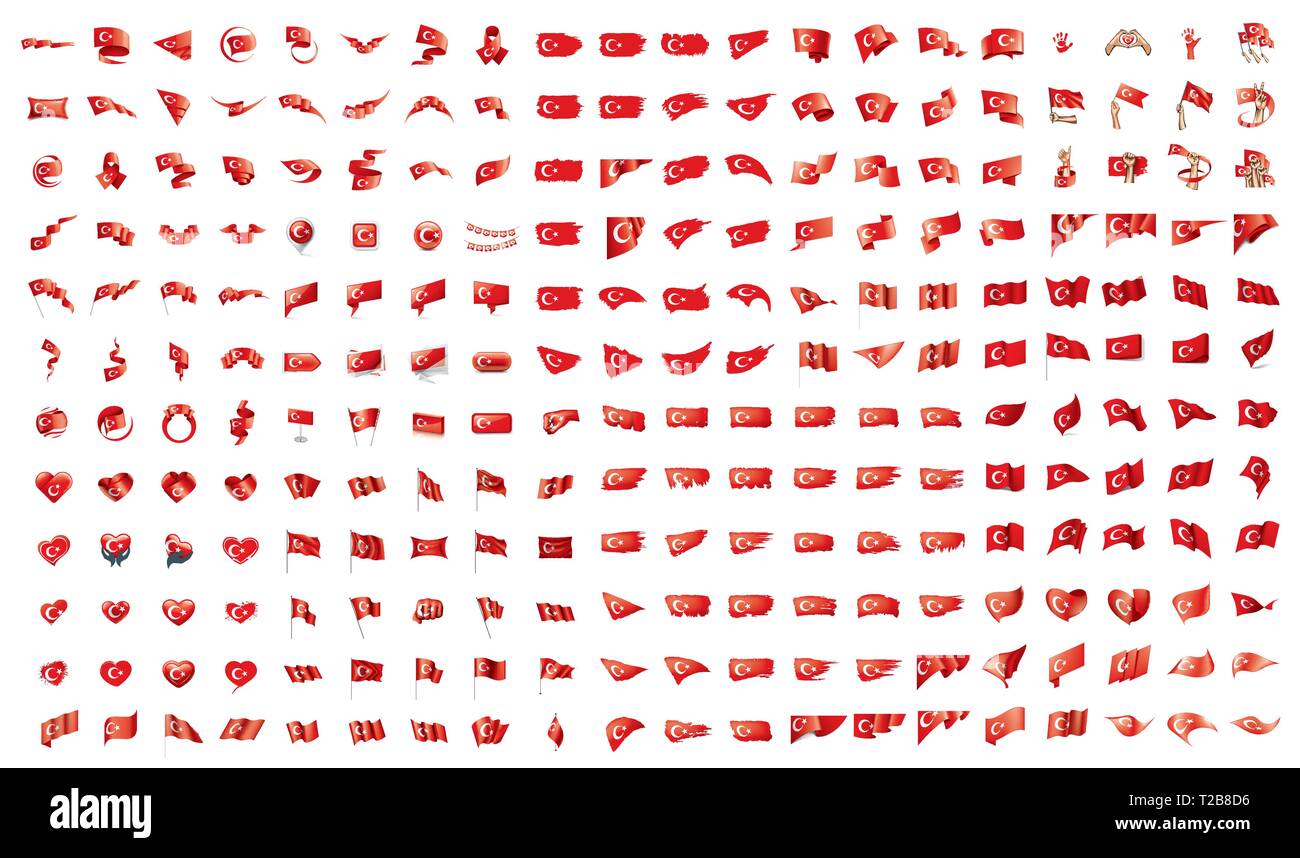 Sehr große Sammlung von Vektor Flaggen der Türkei Stock Vektor