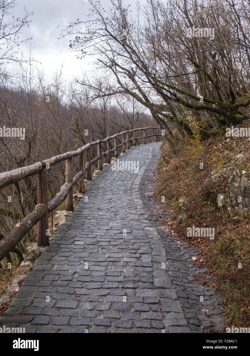 Stein zu Fuß unterwegs in der Natur Nationalpark Plitvicer Seen in Kroatien Stockfoto