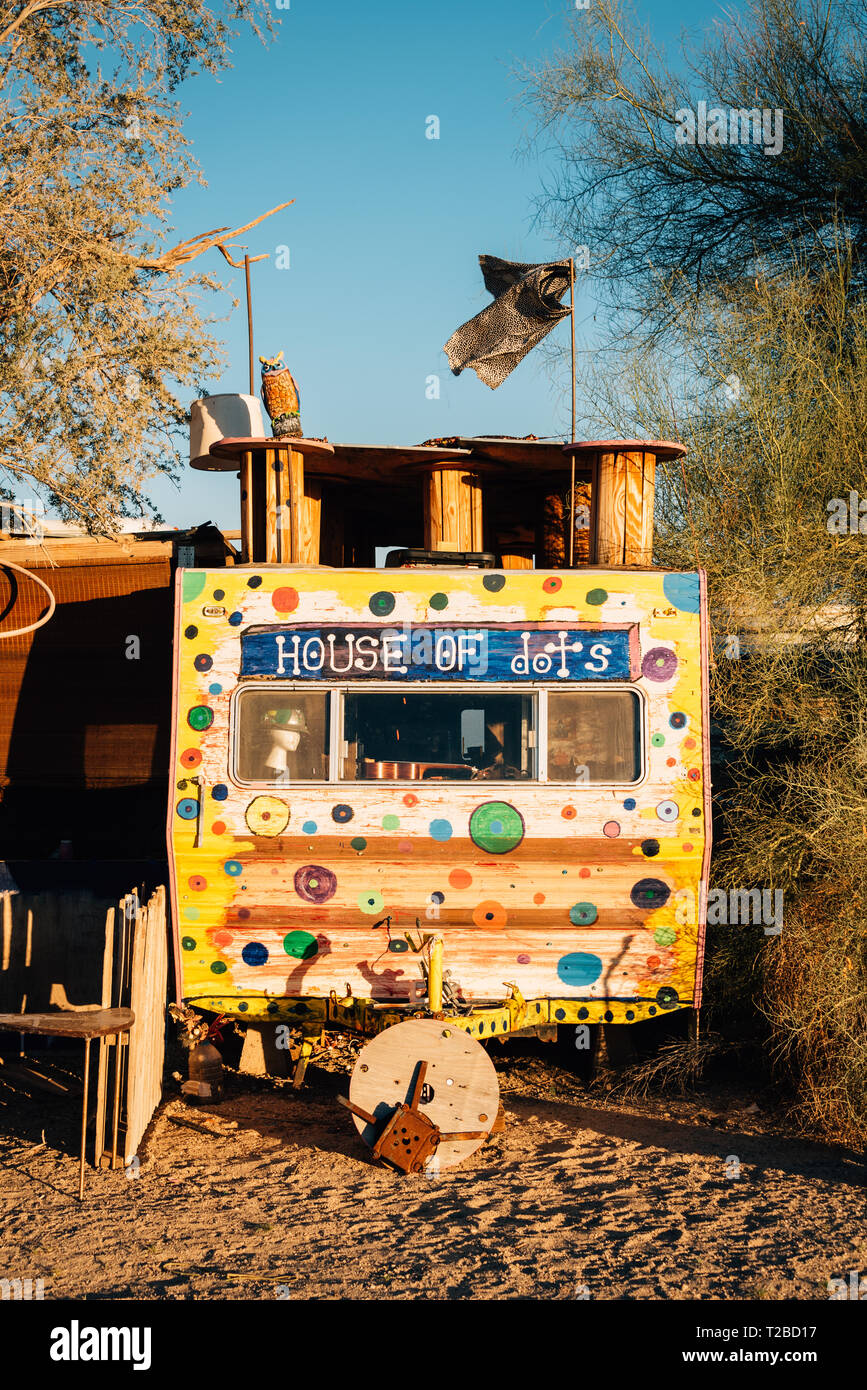 Haus der Dots, in Slab City, Kalifornien Stockfoto