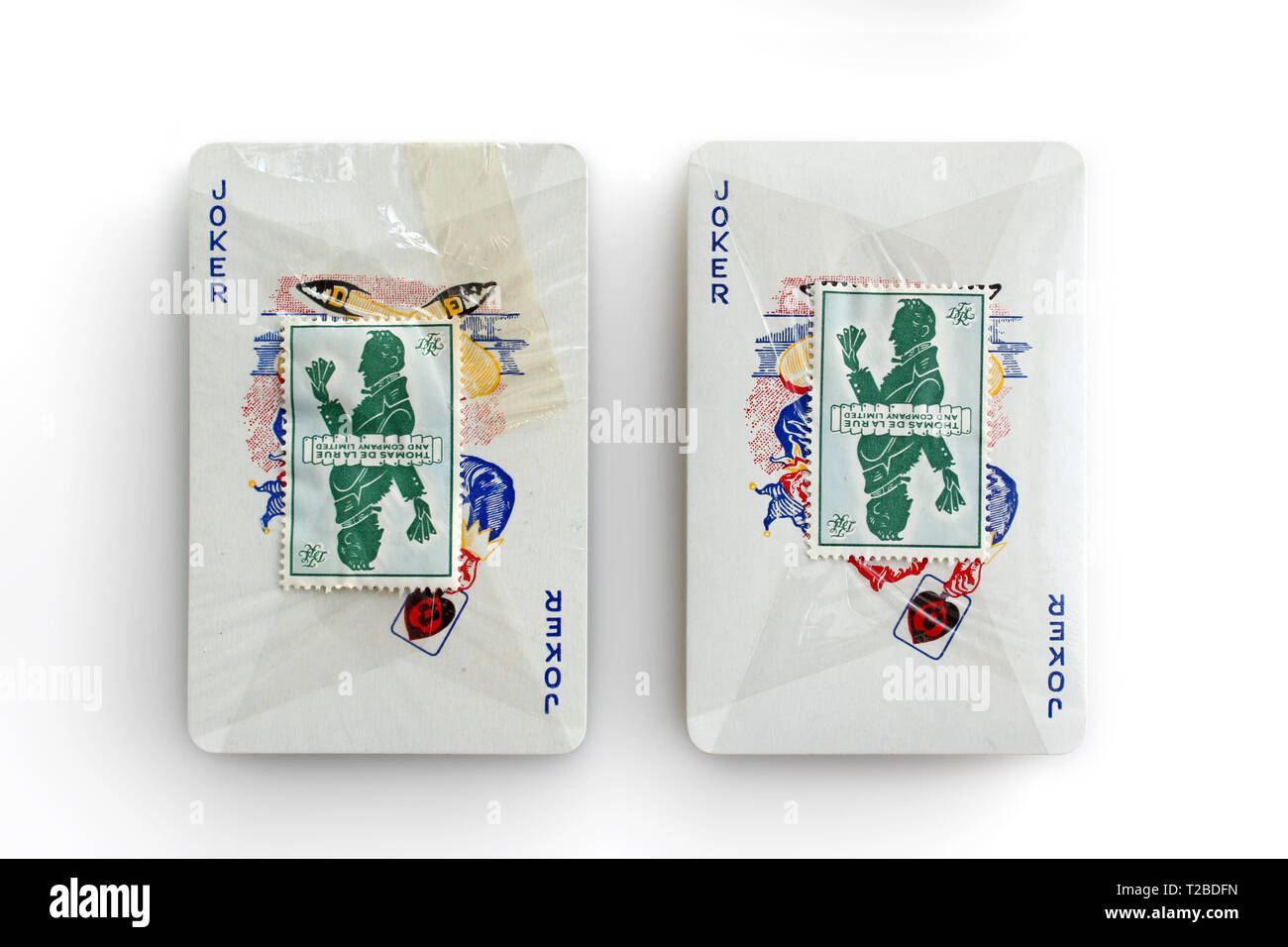 Verpackt brand new Sealed Deck Spielkarten, auf weißem Hintergrund, Nahaufnahme Stockfoto