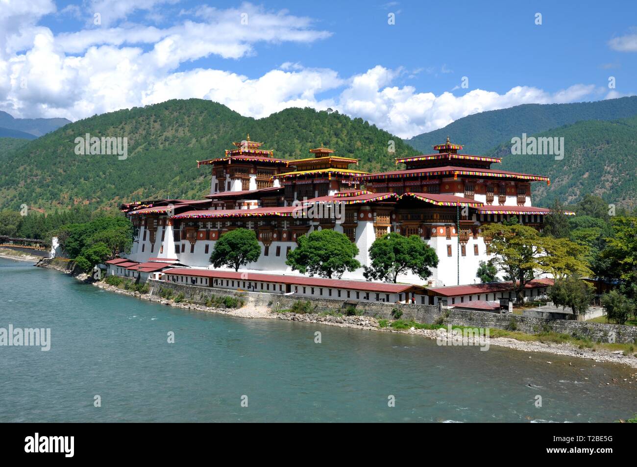 Punakha Palace, Bhutan, Punakha-Dzong, Palast des Glücks, der buddhistische Kloster Schloss, Six-Story-Struktur, administrative Zentrum, Bezirk Punakha Stockfoto