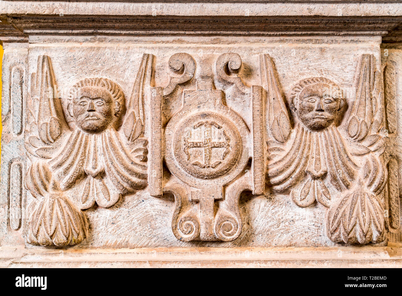 Alte Felsen Carving im Tempel der Sonne in Cusco, Peru Stockfoto