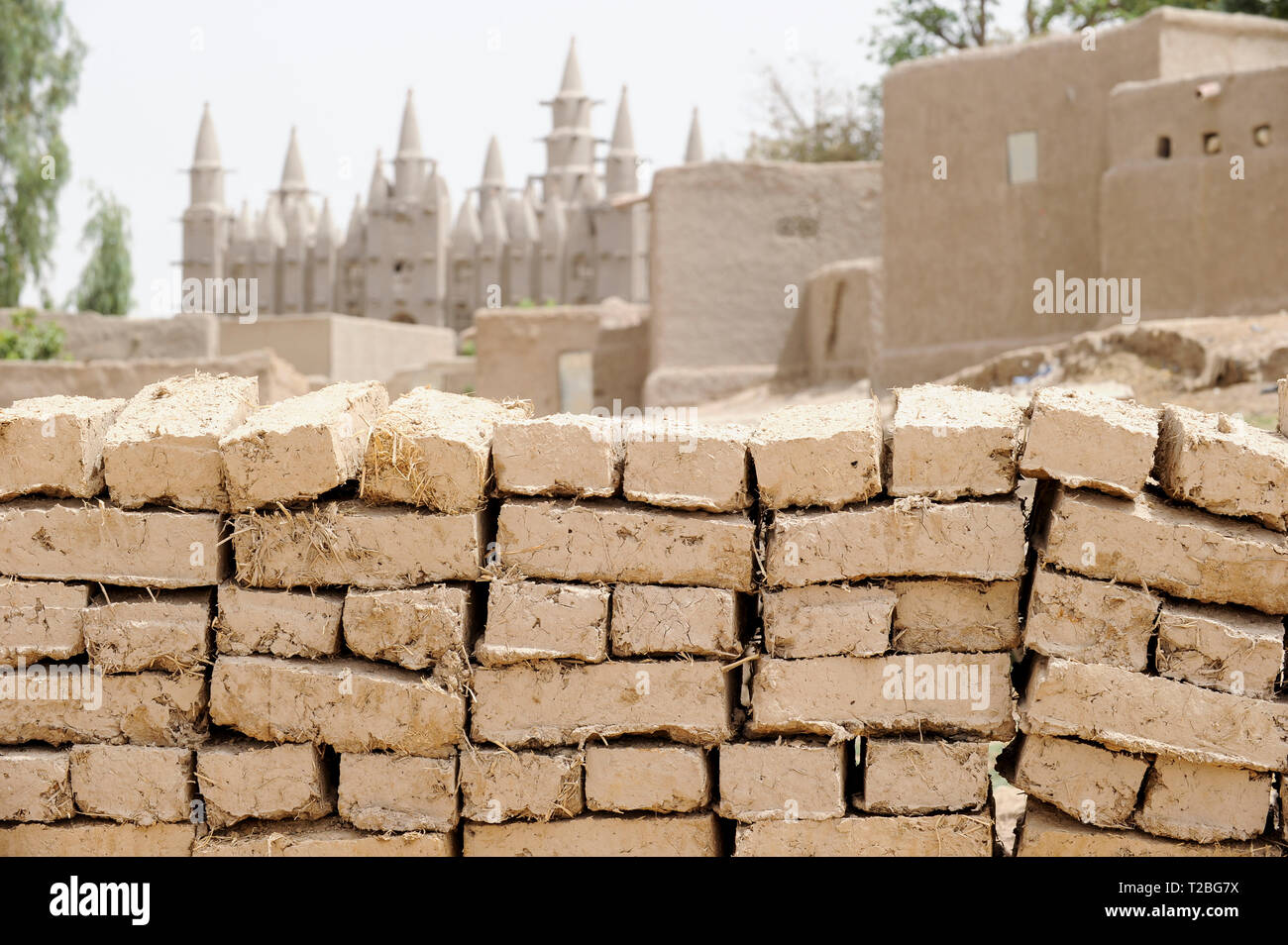 MALI, Mopti, Moschee aus Lehm gebaut, Ziegel Stockfoto