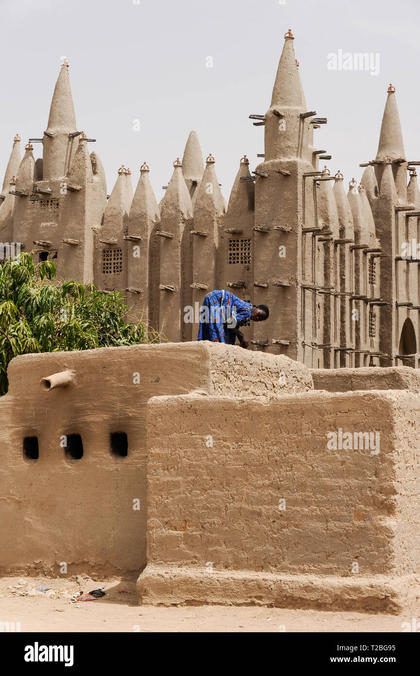 MALI, Mopti, Moschee aus Lehm gebaut Stockfoto