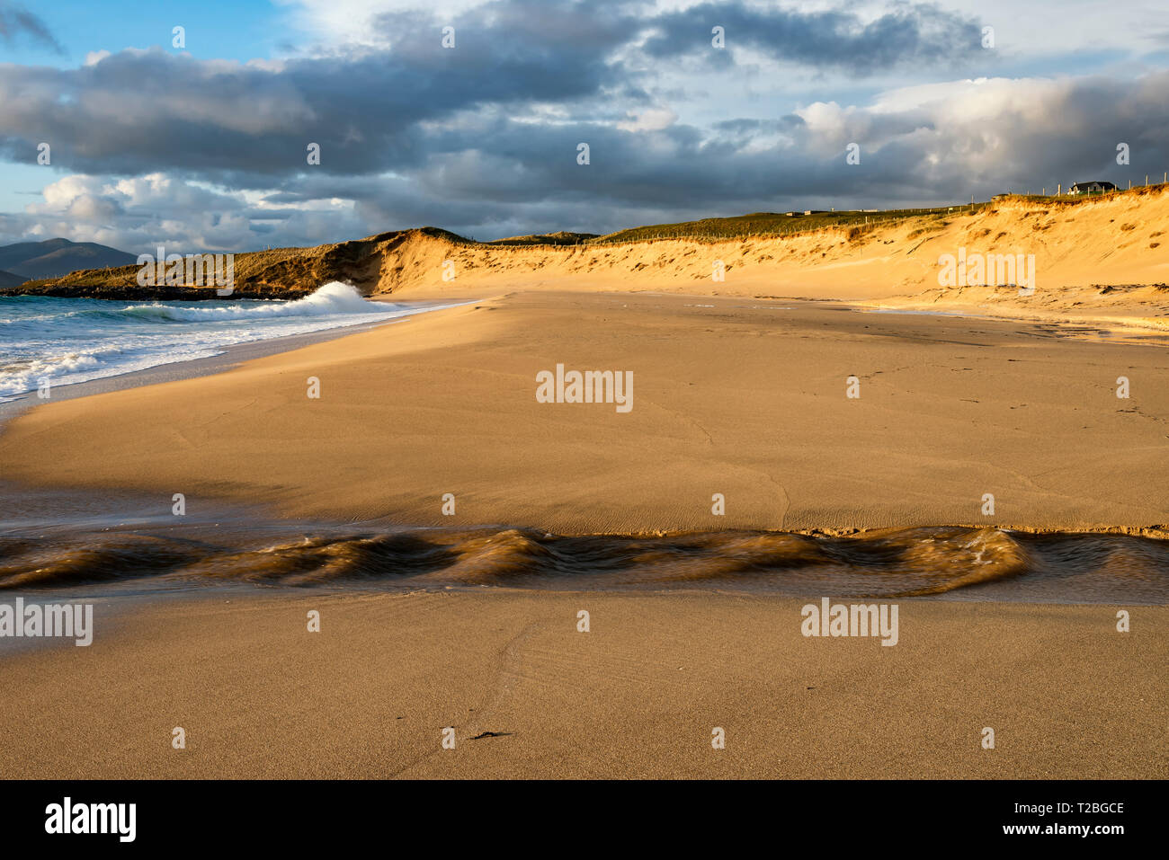 Abendlicht auf Scarista Bay, Isle of Harris Stockfoto