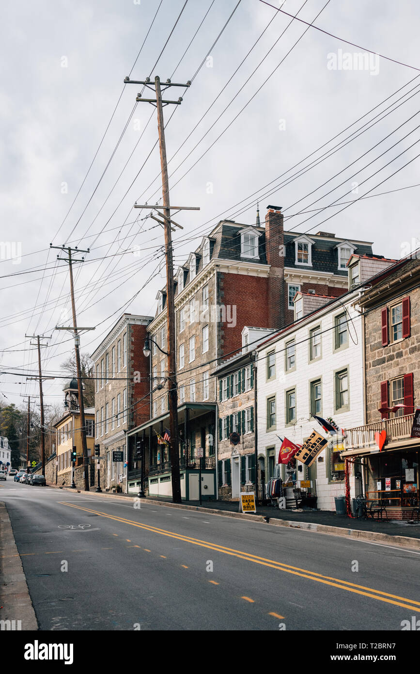 Main Street, in Alten Ellicott City, Maryland Stockfoto
