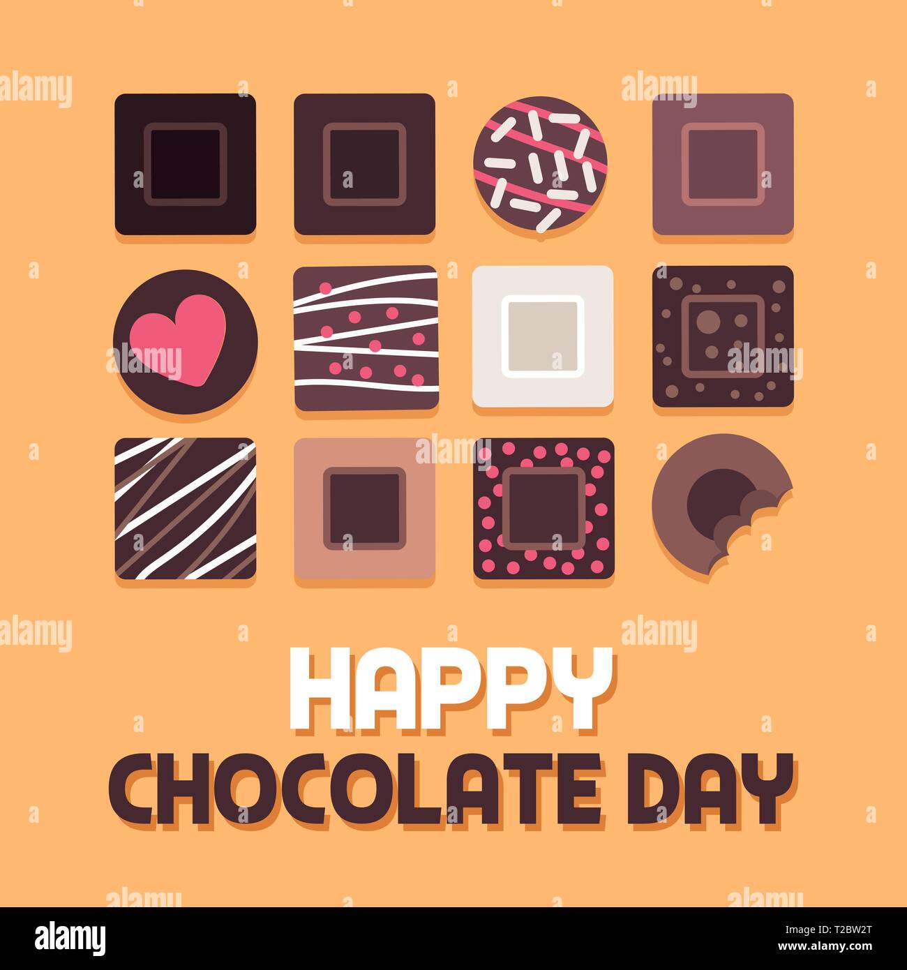 Gerne Schokolade Tag social media Post mit Sammlung von köstlichen Pralinen dekoriert Stock Vektor