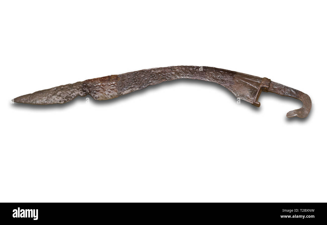 Iberischen falcate Schwert. Reproduktion. Über Hintergrund isoliert Stockfoto