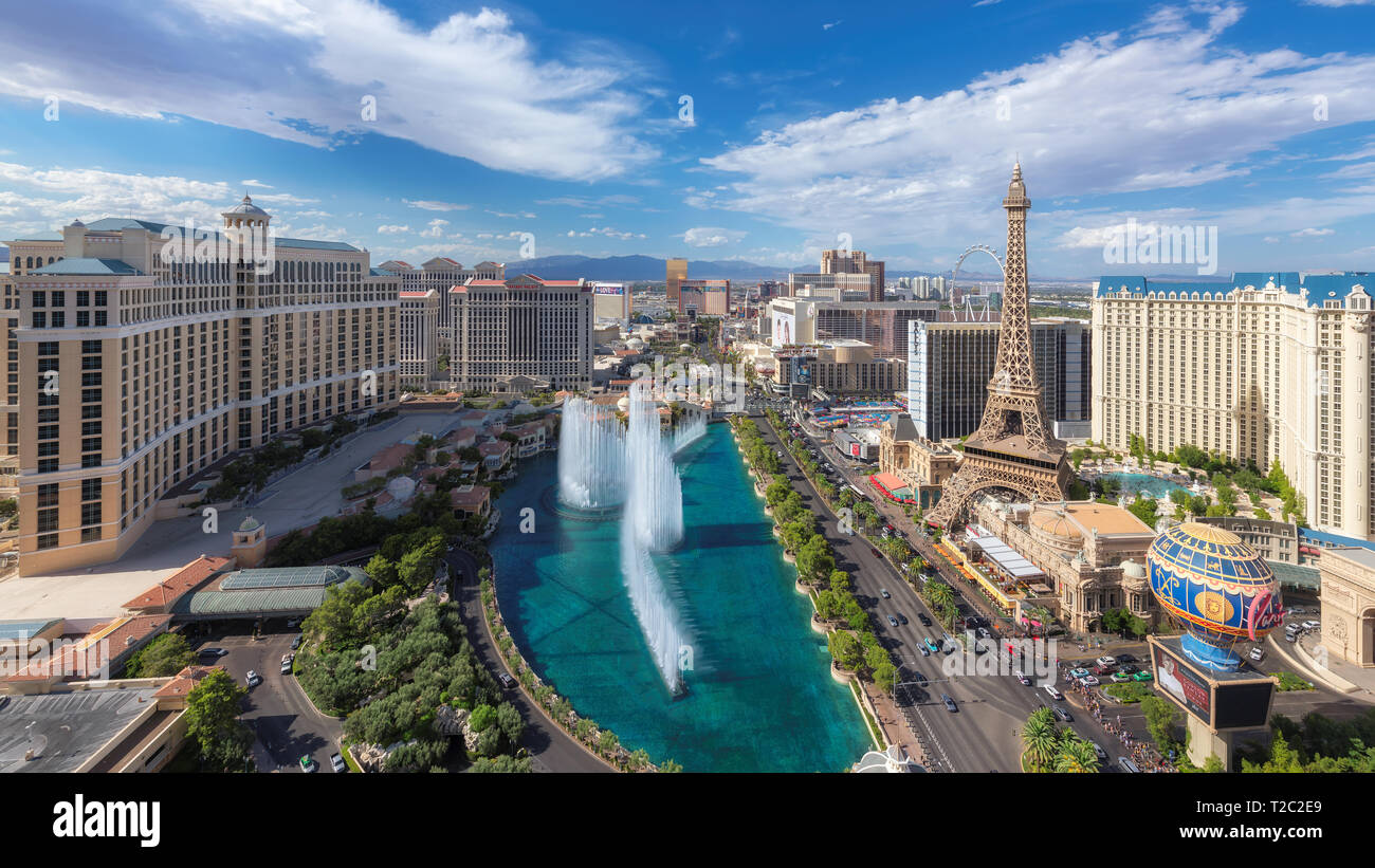 Panoramablick auf den berühmten Las Vegas Strip Stockfoto