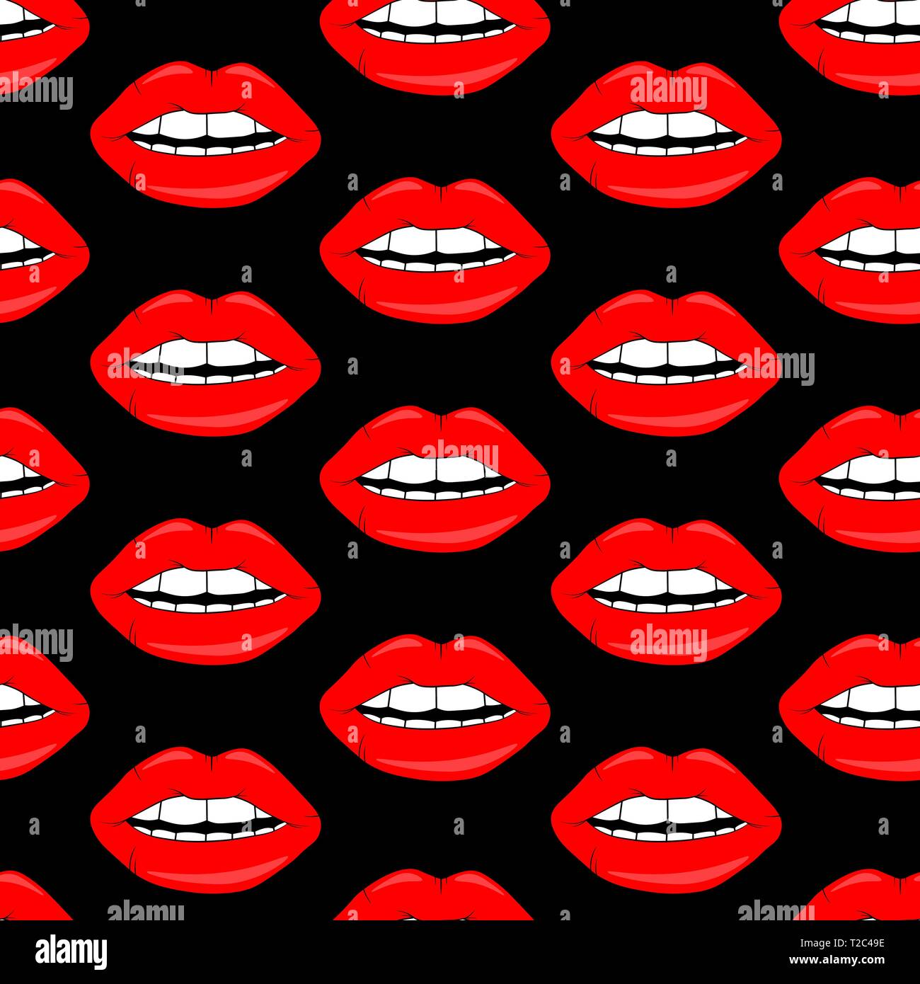 Sexy vektor Lippe Hintergründe. Cartoon Stil. Kosmetik und Make-up Lippen nahtlose Muster. schöne Lippen der Frau mit roten Lippenstift und Glanz. Stock Vektor