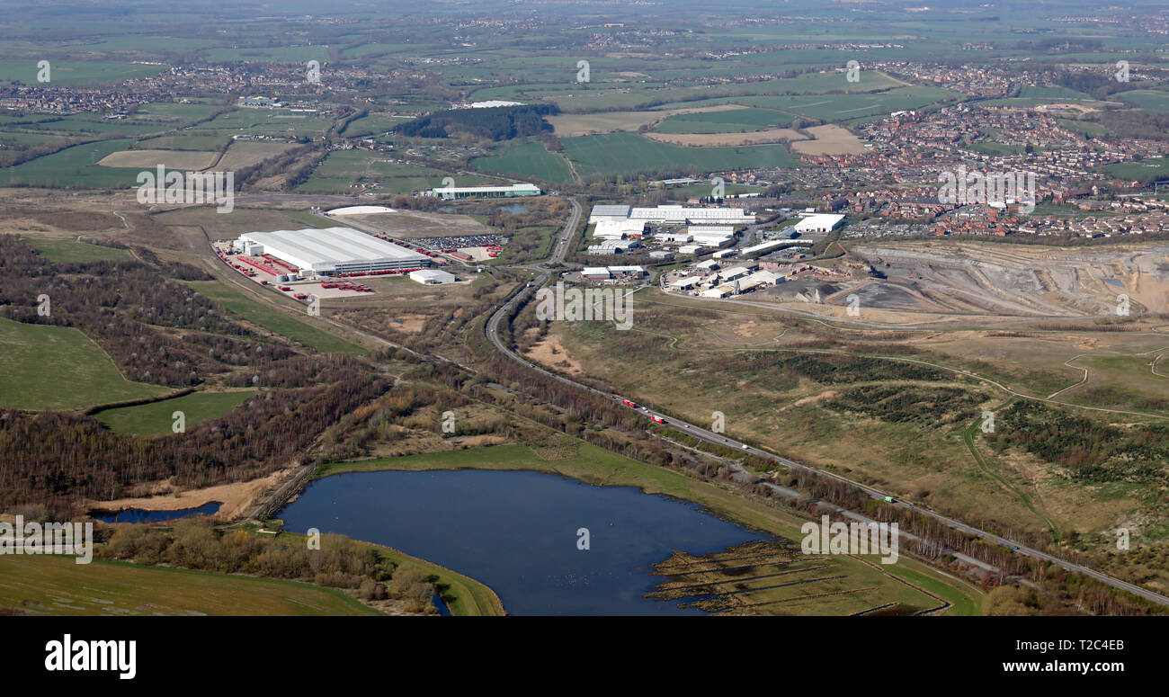 Luftaufnahme von Industriegebieten an Grimethorpe in der Nähe von Stockfoto
