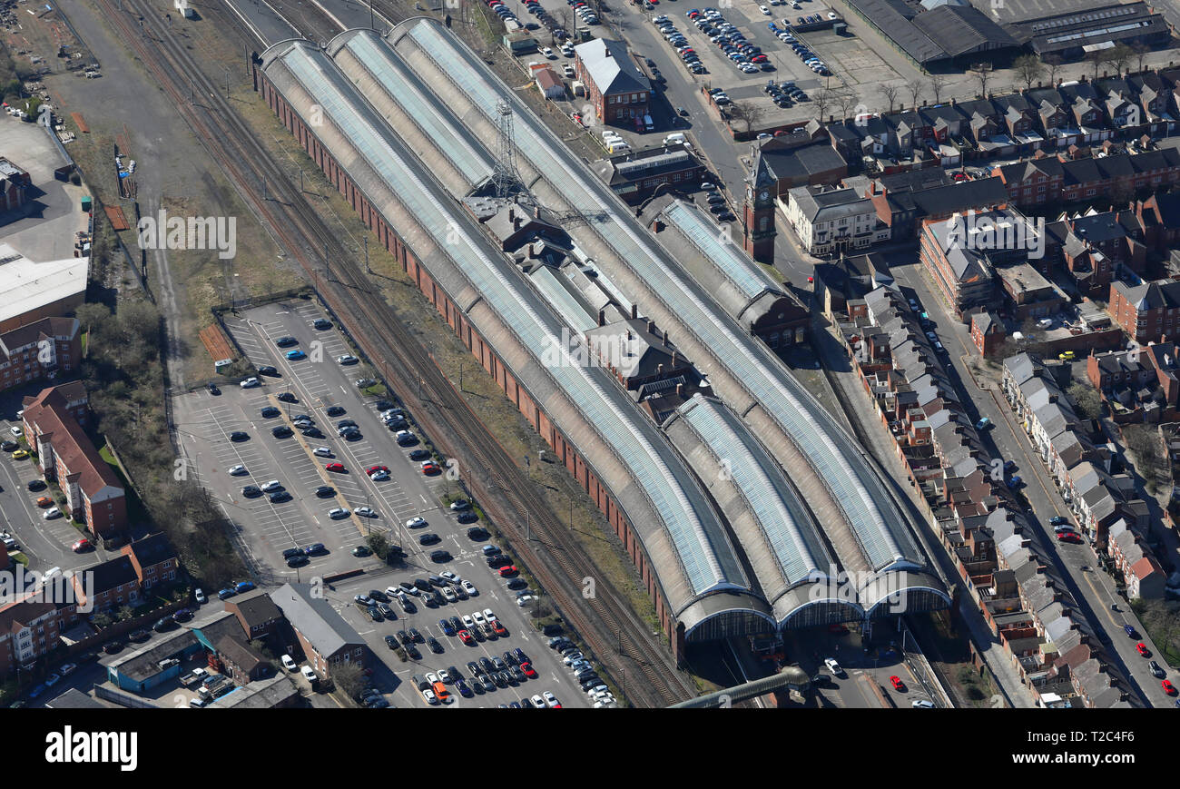 Luftaufnahme von Darlington Bahnhof, County Durham Stockfoto