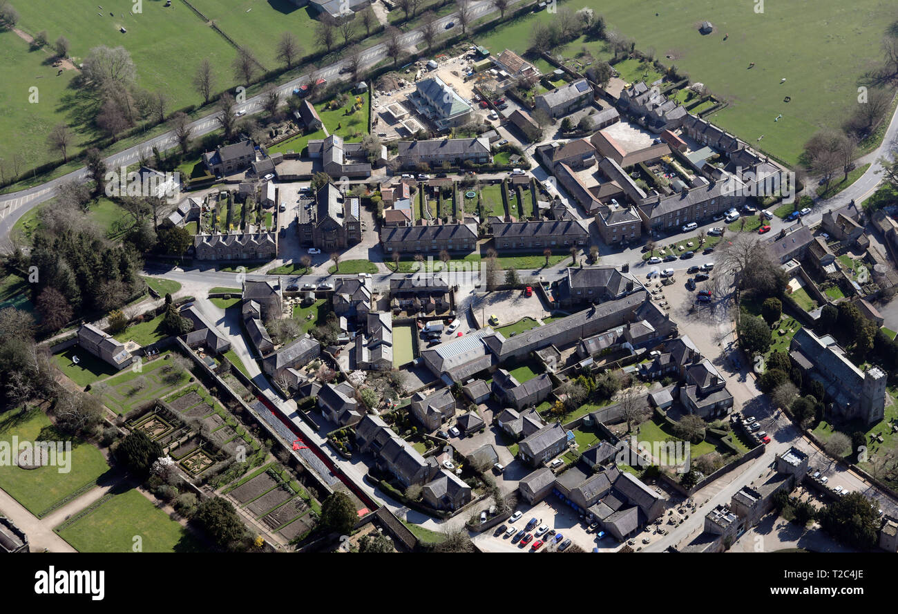 Luftbild des Dorfes von Ripley in der Nähe von Harrogate, North Yorkshire Stockfoto