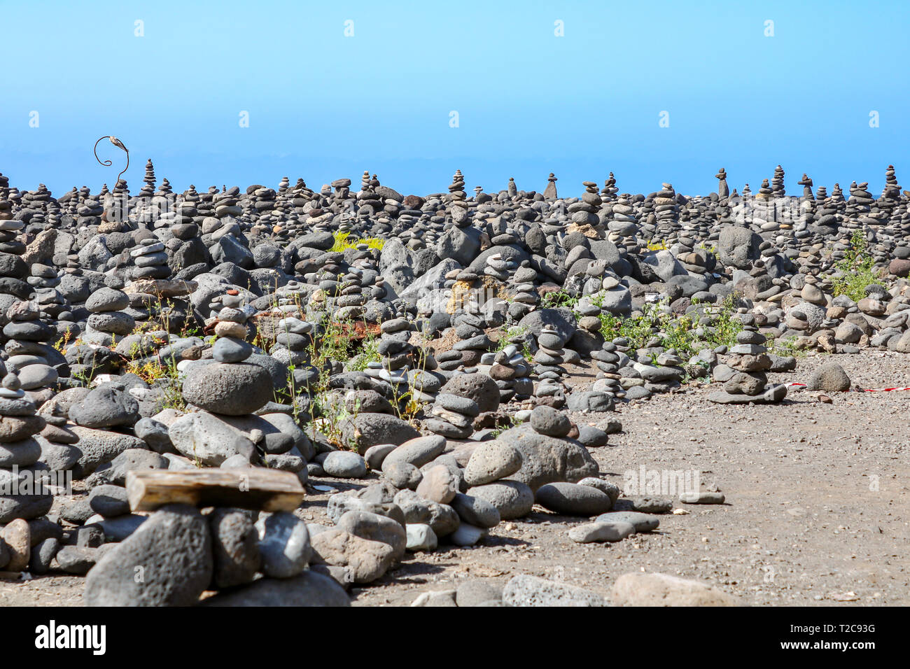 Stein Stapeln in Puerto de la Cruz, Teneriffa, Spanien Stockfoto