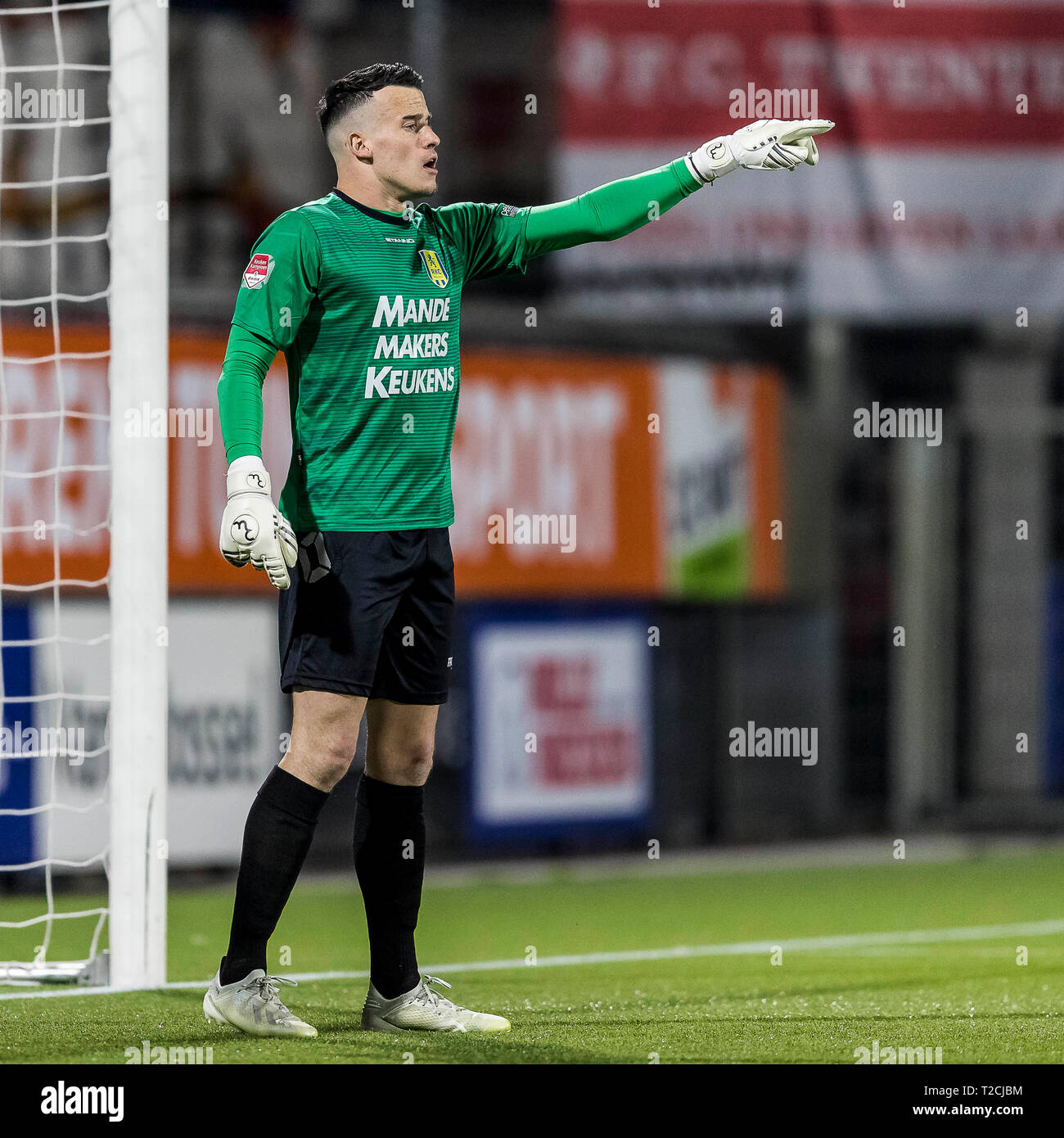 WAALWIJK - 01-04-2019, Mandemakers Stadion niederländische Fußball Keuken Kampioen Divisie 2018 / 2019. RKC Waalwijk Torhüter Etienne Vaessen während des Spiels RKC-Twente. Stockfoto