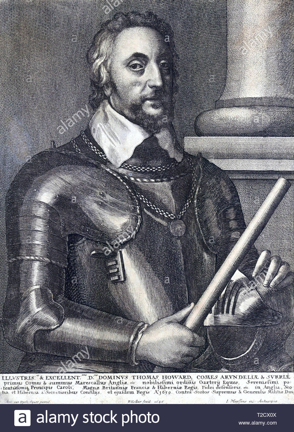 Thomas Howard 14. Earl of Arundel, Radierung von Böhmische Kupferstecher Wenzel Hollar aus 1600s Stockfoto