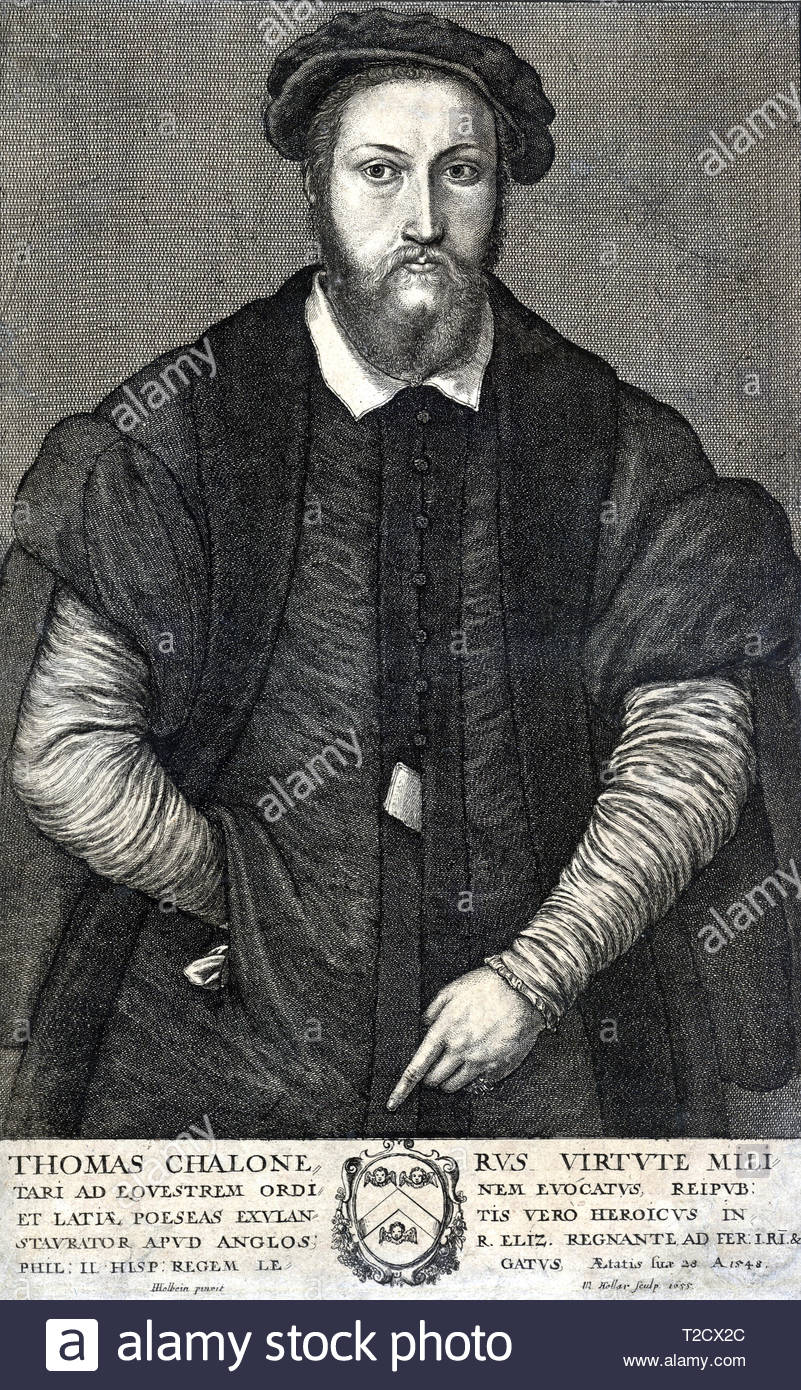 Sir Thomas Chaloner Porträt, 1521 - 1565, englischer Staatsmann und Dichter, Radierung von Böhmische Kupferstecher Wenzel Hollar aus 1600s Stockfoto