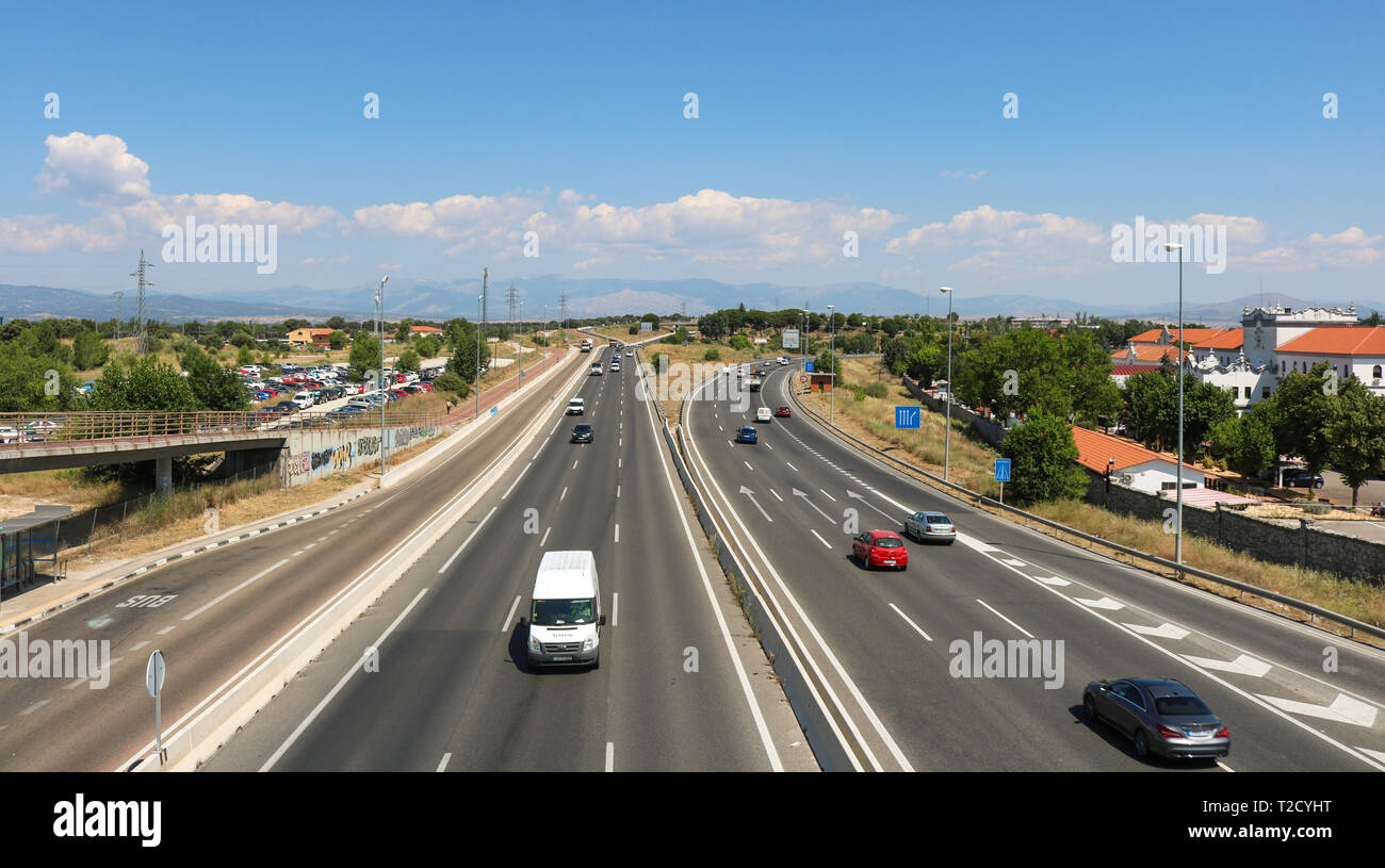 Blick auf der Autobahn von El Goloso Stockfoto