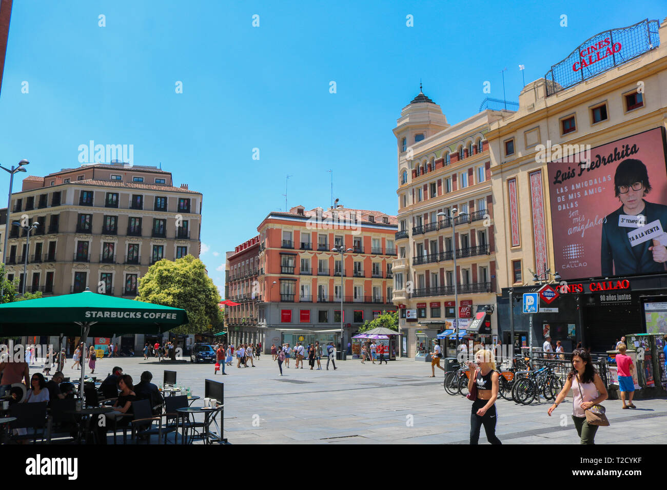 Calle Gran über Straße nach der Gay Pride im Juli 2018 Stockfoto