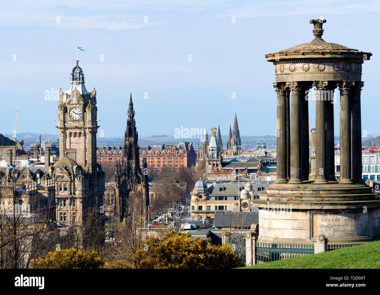 Der berühmte Blick über Edinburgh von Calton Hill, Edinburgh, Schottland, Großbritannien Stockfoto