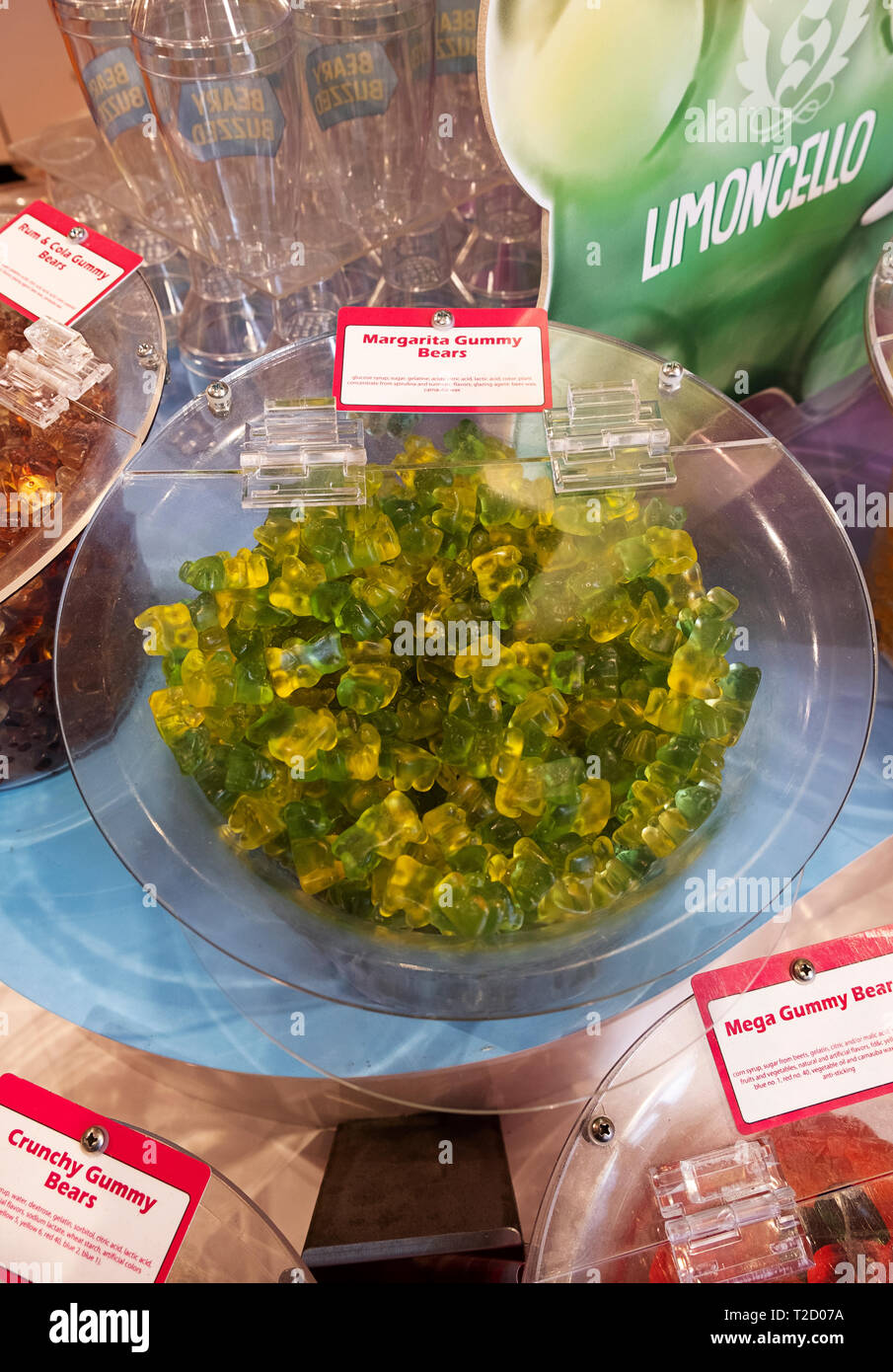 Margarita aromatisiert Gummibärchen für Verkauf an Es "Zucker, Süßigkeiten von der lbs-Store am Broadway in Greenwich Village, New York City. Stockfoto