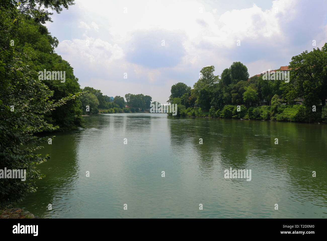 Po bei einem bewölkten Tag, Turin, Italien. Stockfoto