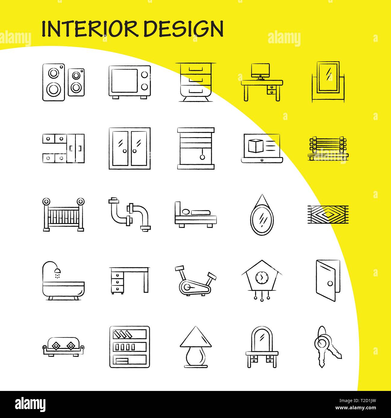 Interior Design Hand Gezeichneten Symbole Fur Infografiken Mobile