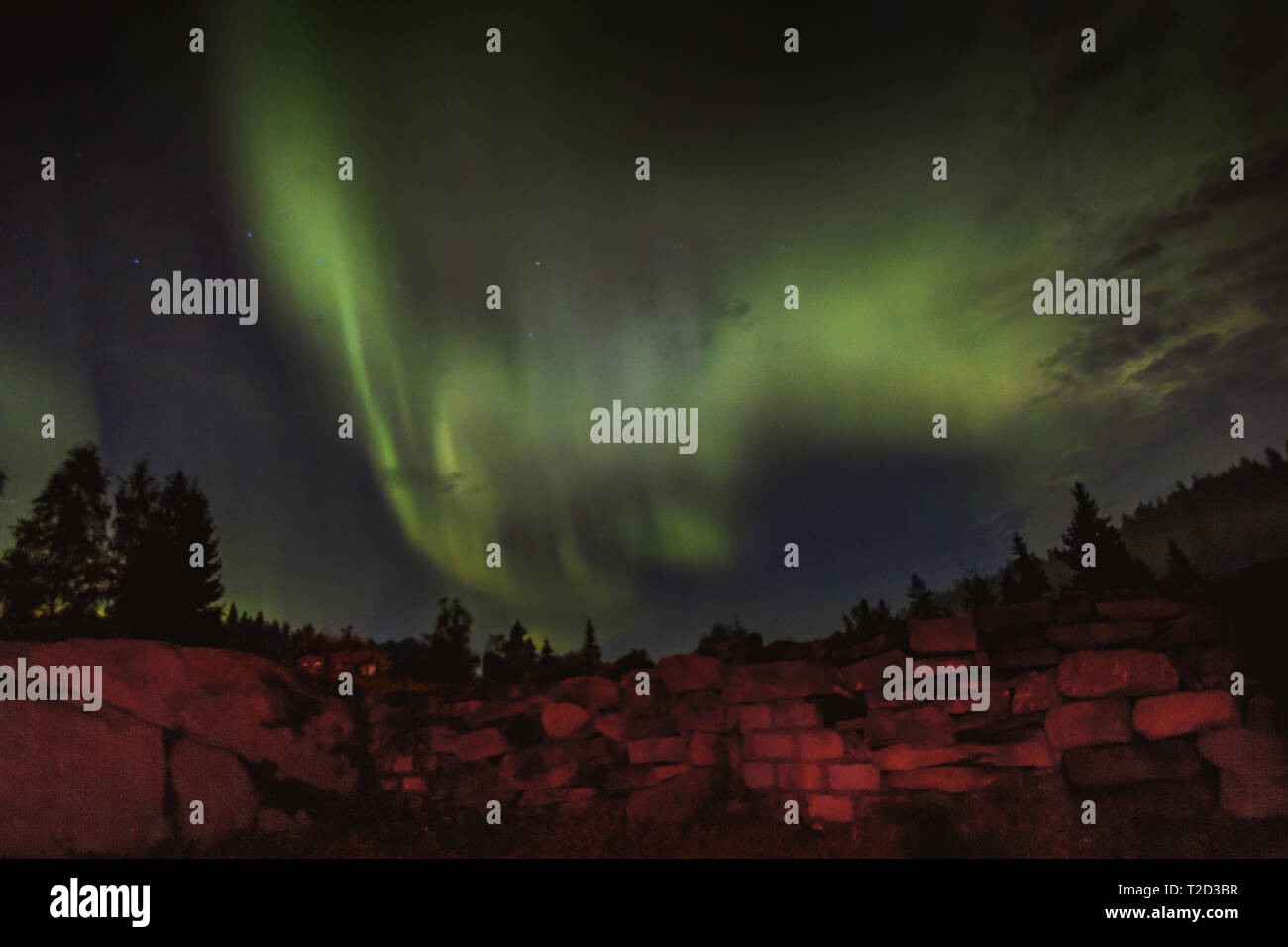 Nothern Lights, Aurora borealis in Karelien Stockfoto