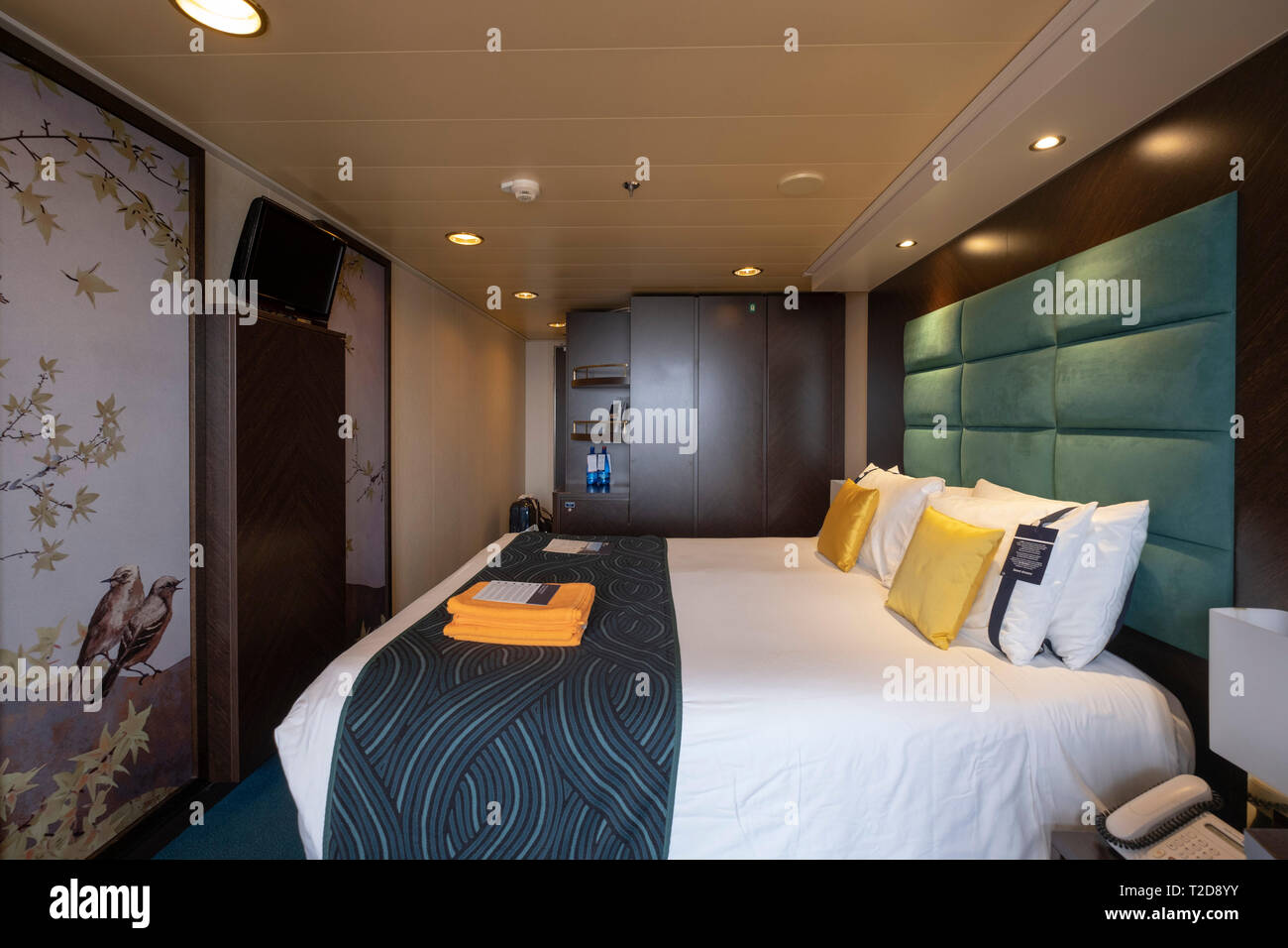 MSC Splendida Kreuzfahrtschiff Schlafzimmer Stockfoto