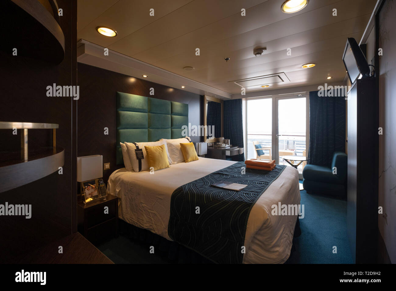 MSC Splendida Kreuzfahrtschiff Schlafzimmer Stockfoto