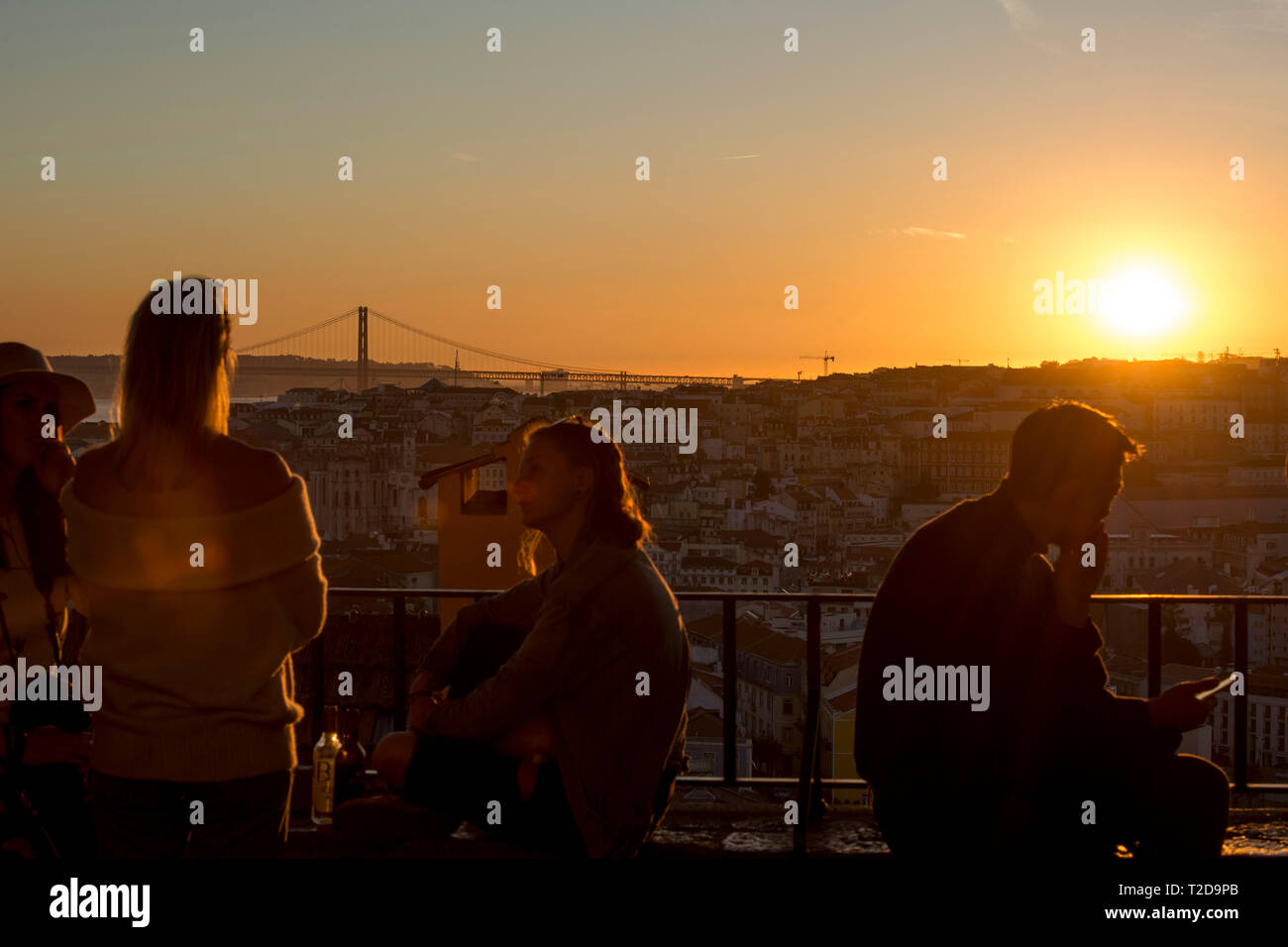 Lissabon, Portugal. 20. Feb 2018. Aussichtspunkt Sophia de Mello Breyner Andresen, auch bekannt als Miradouro da Graça. Stockfoto