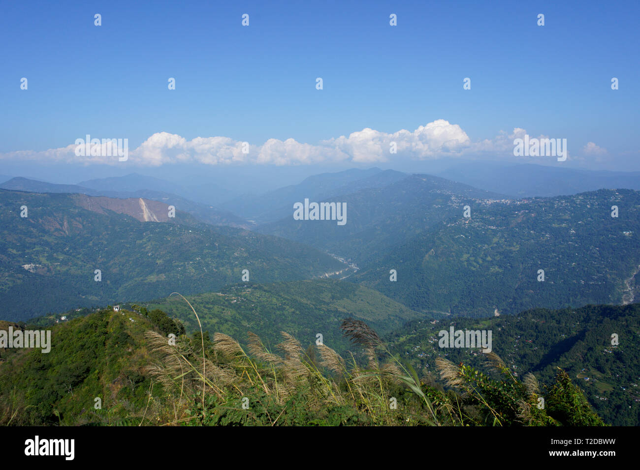 Blick auf die Hügel und Täler Stockfoto