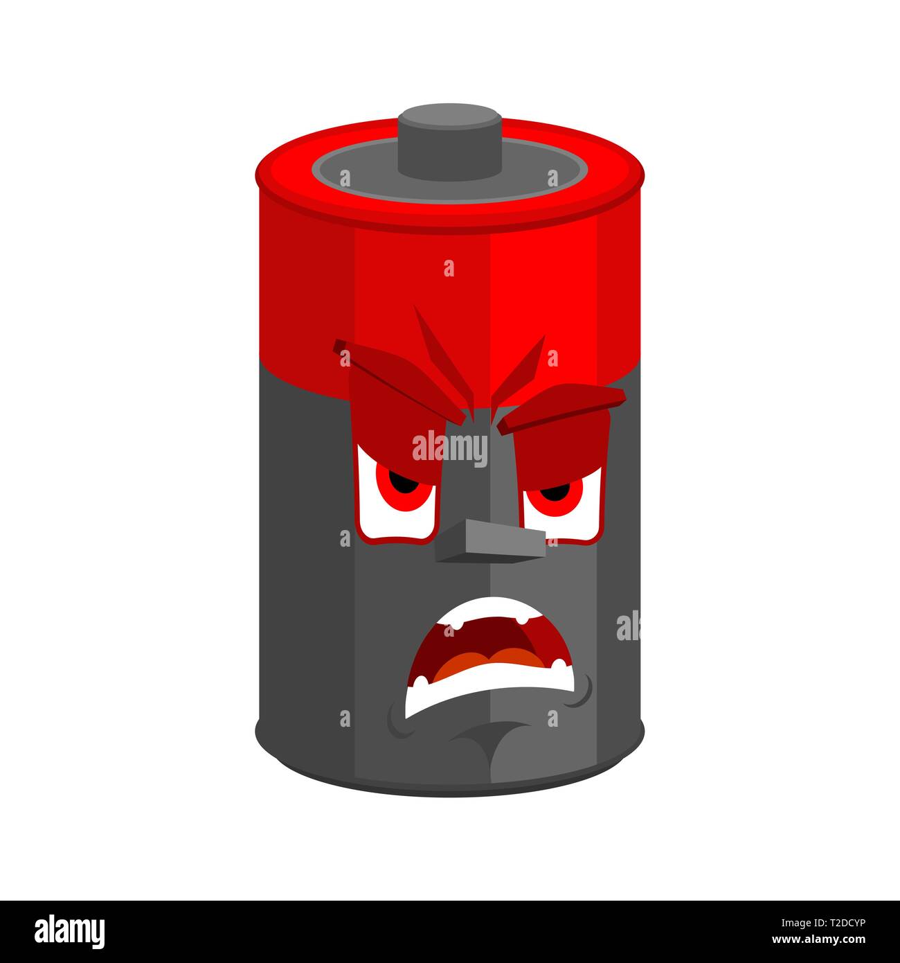 Batterie wütend Emotion isoliert. Böse Druckspeicher Cartoon Stil Stock Vektor