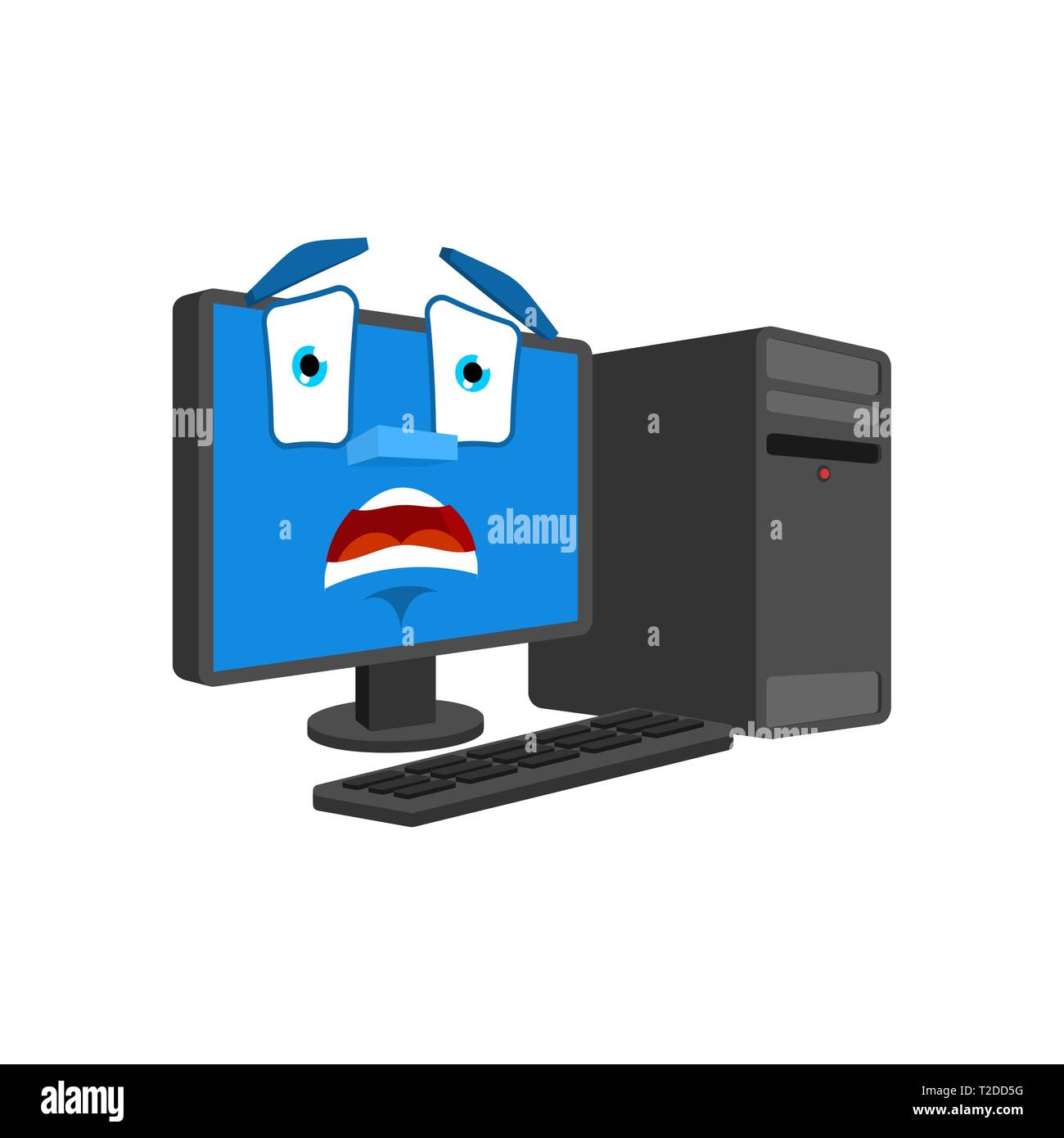 Computer Angst Emotion OMG isoliert. PC erschrocken. Data Processor in Panik. Vector Illustration Stock Vektor