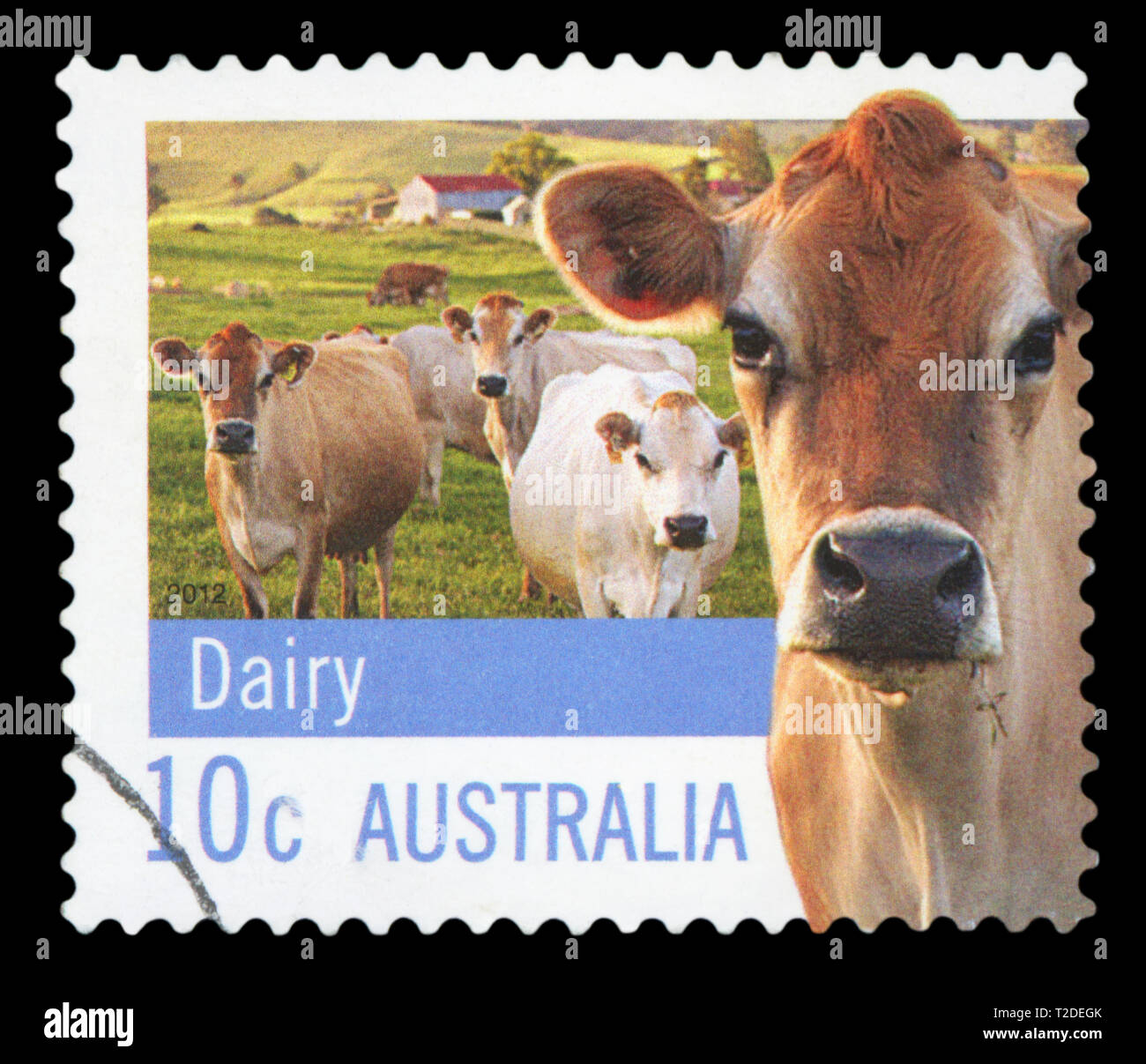 Australien - ca. 2012: einen Stempel in Australien gedruckt Landwirtschaft Australien engagiert zeigt, Molkerei, ca. 2012 Stockfoto