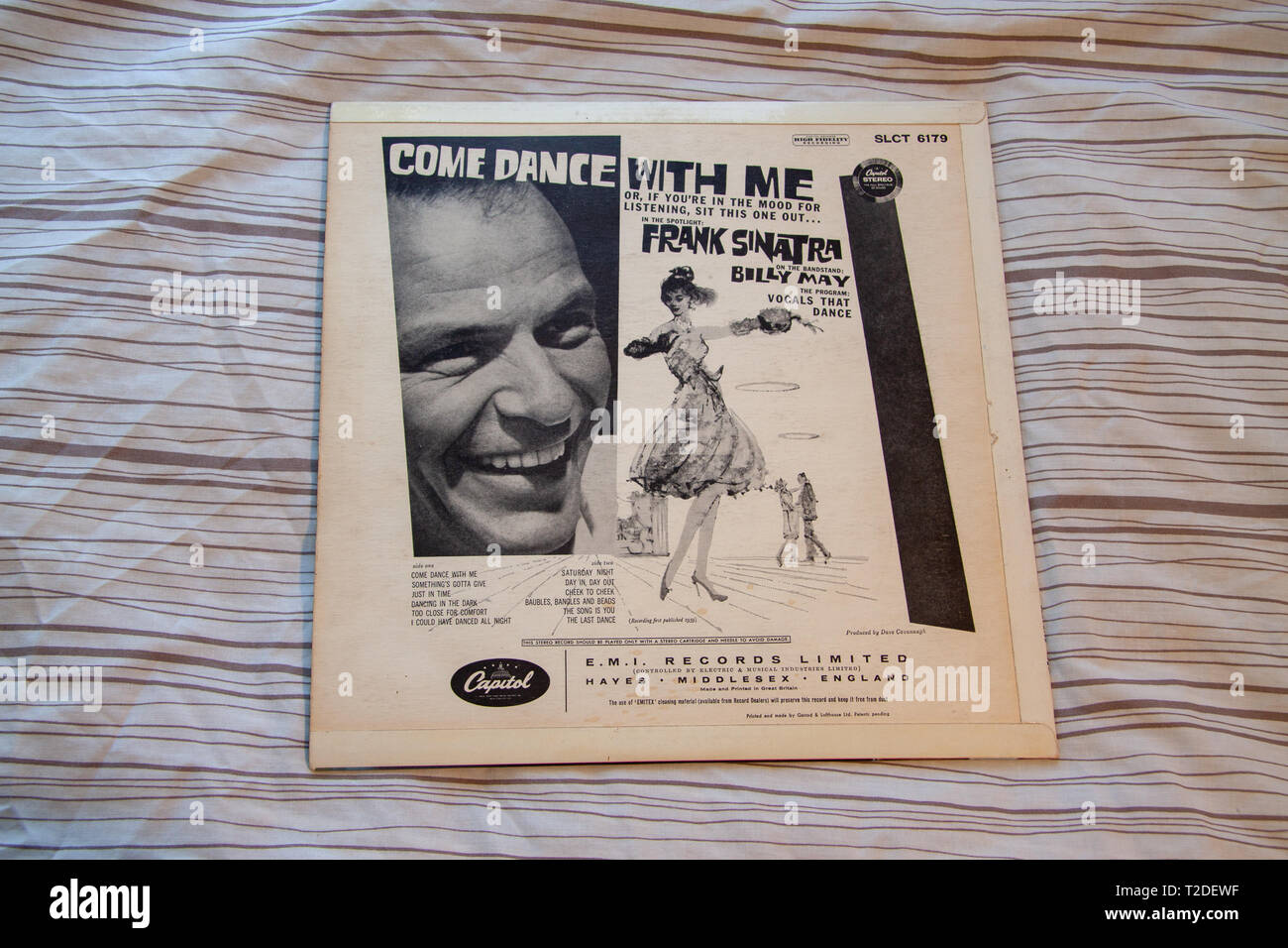 Rückseitige Abdeckung von Sinatra's 1959 Album Komm tanz mit mir Stockfoto