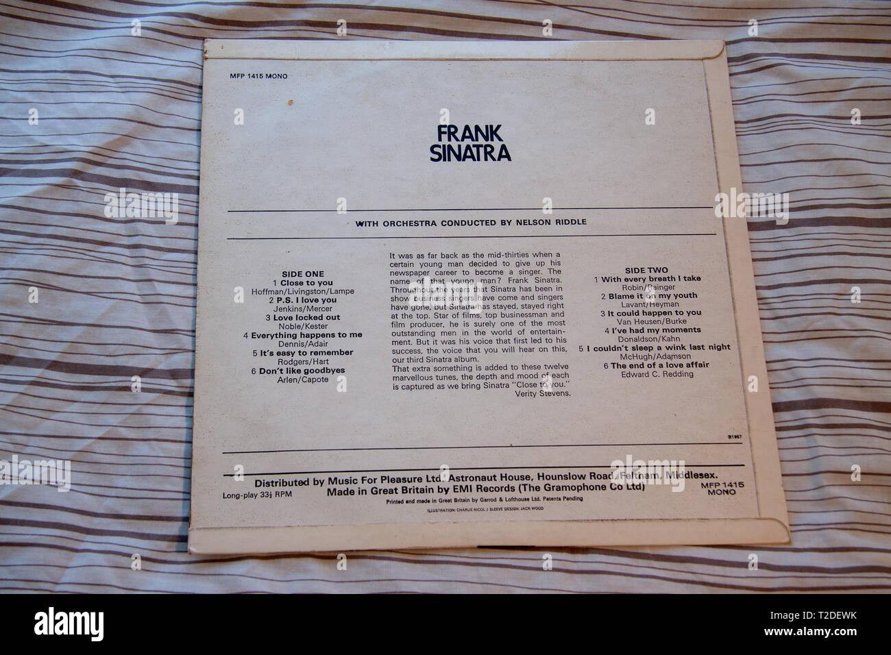 Frank Sinatra mit Nelson Riddle Capitol album Stockfoto